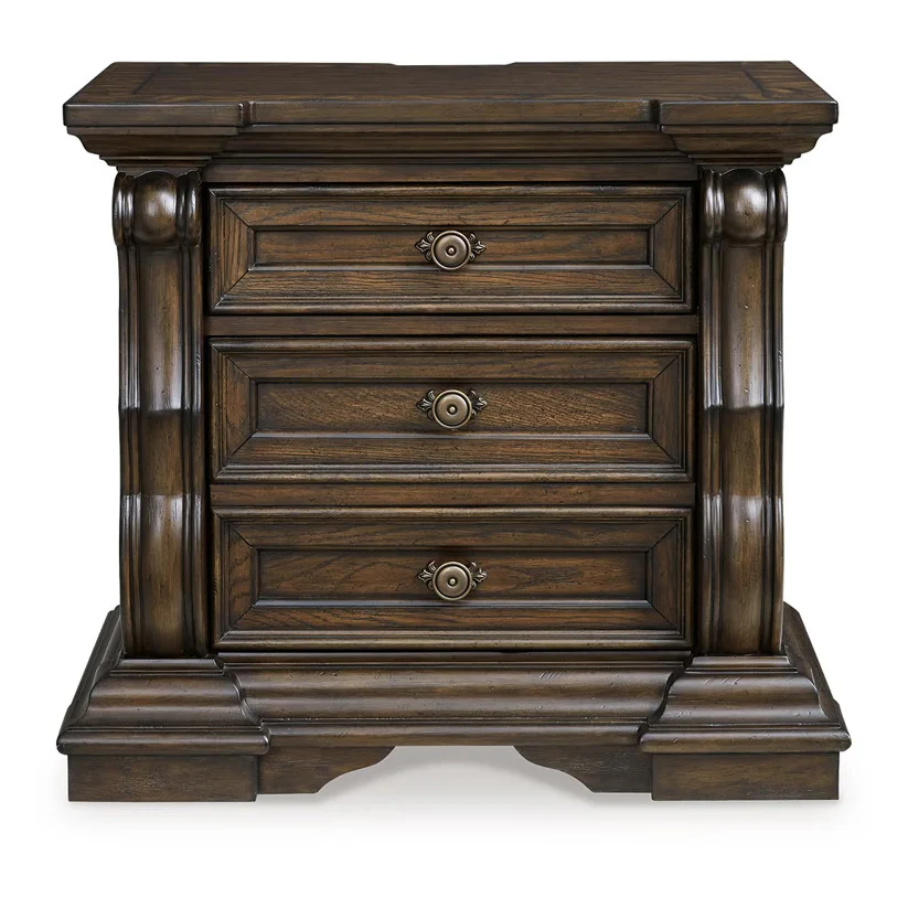 Maylee - Dark Brown - Three Drawer Night Stand