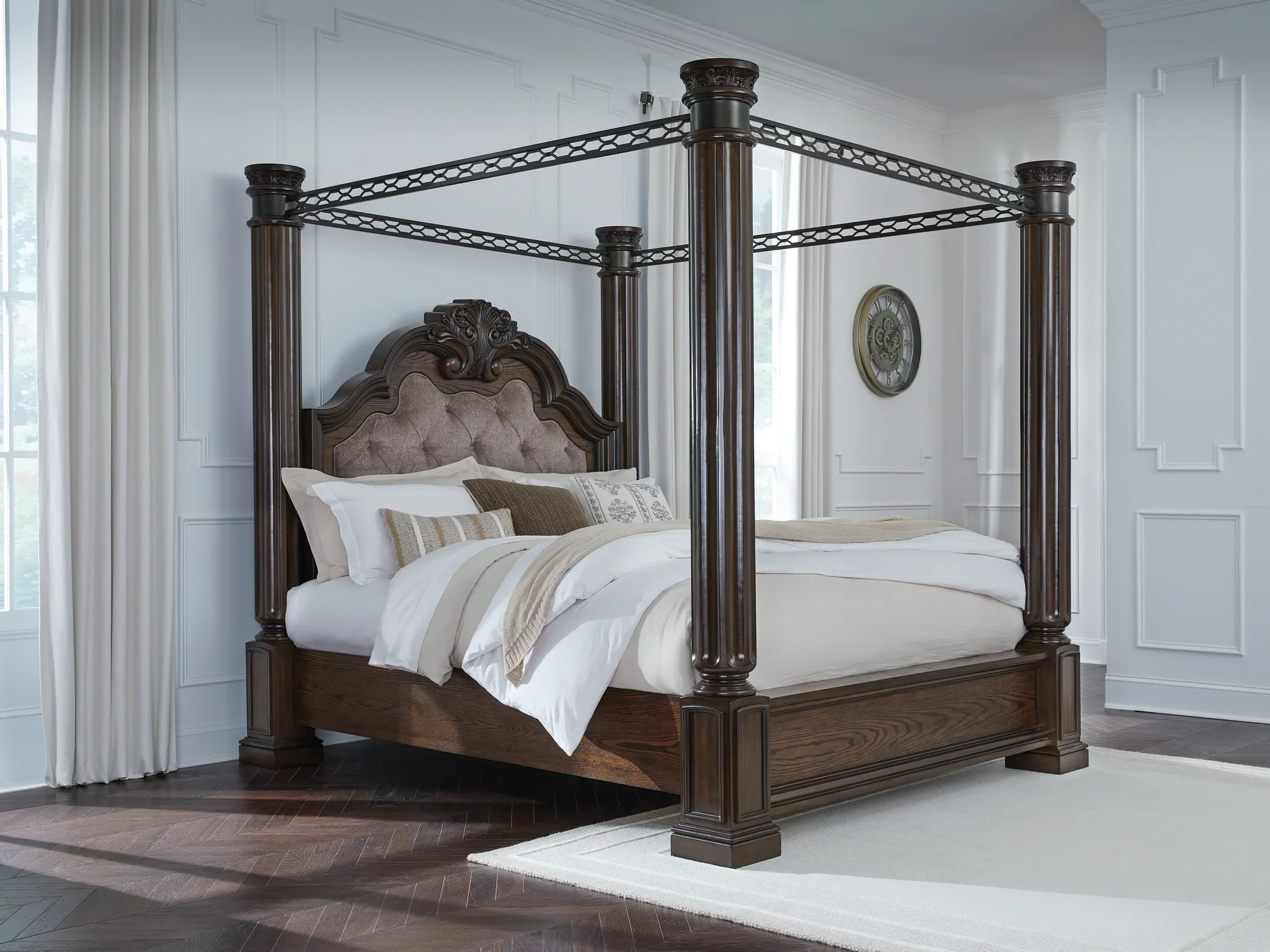 Maylee - Queen Canopy Bed - Dark Brown - Image 3