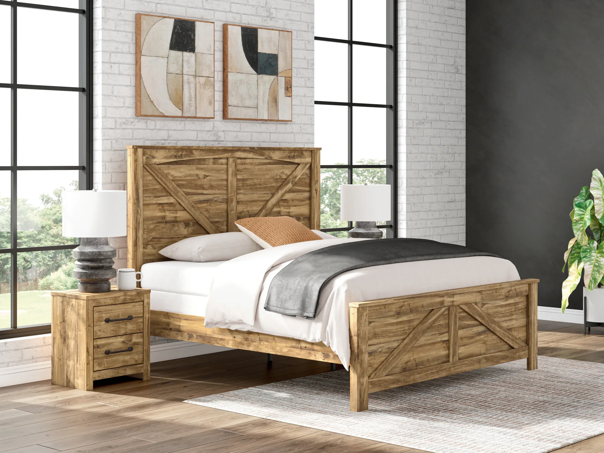 Maystonna - King Crossbuck Panel Bed - Brown - Image 2