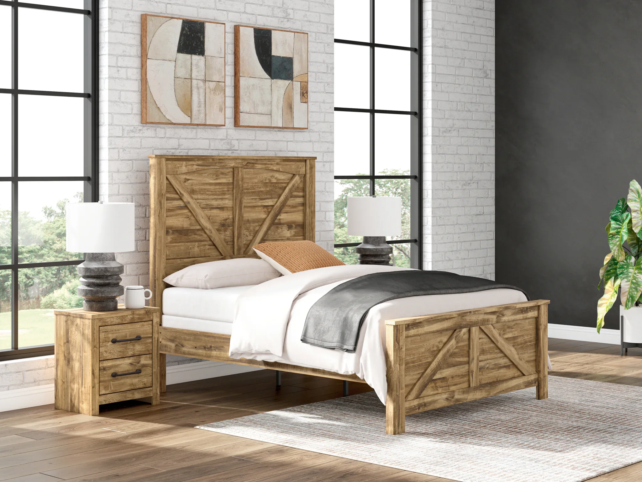 Maystonna - Queen Crossbuck Panel Bed - Brown - Image 2