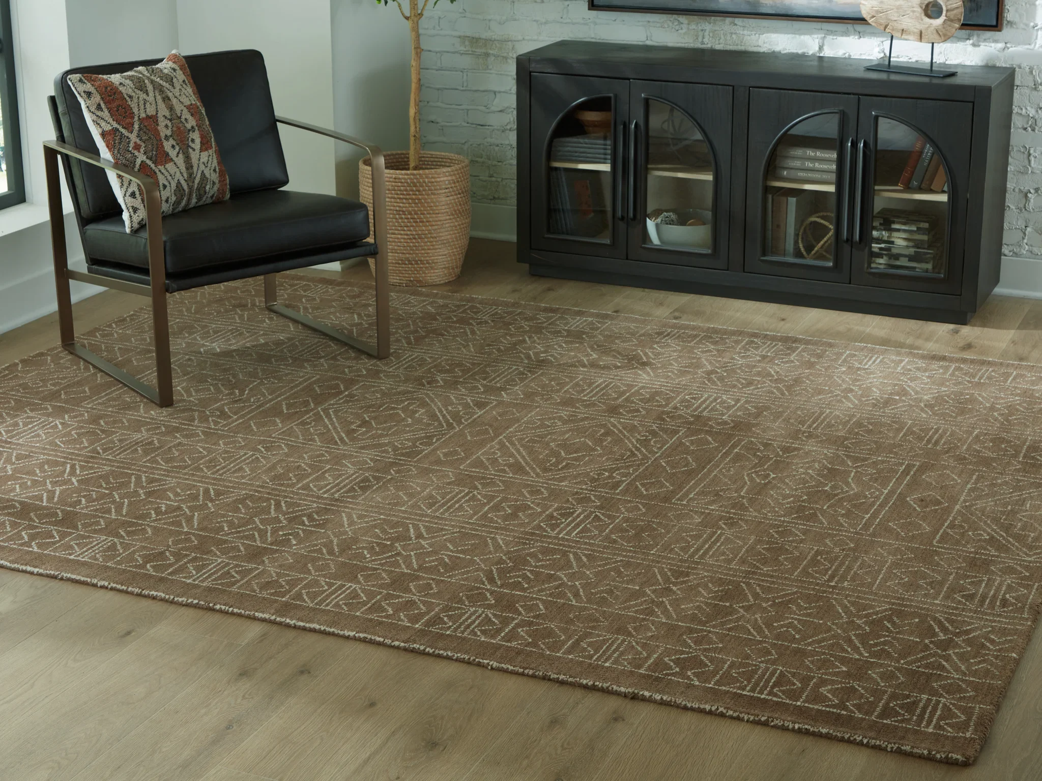 Merrittman - Brown / Ivory - Large Rug - 8' x 10' - Image 2