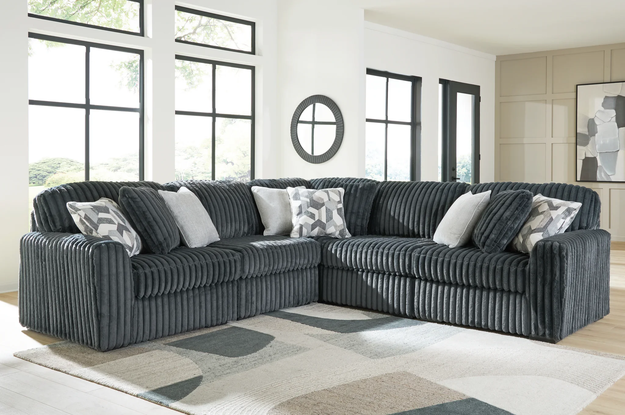 Midnight-Madness - 5-Piece Sectional - Gunmetal - Image 2