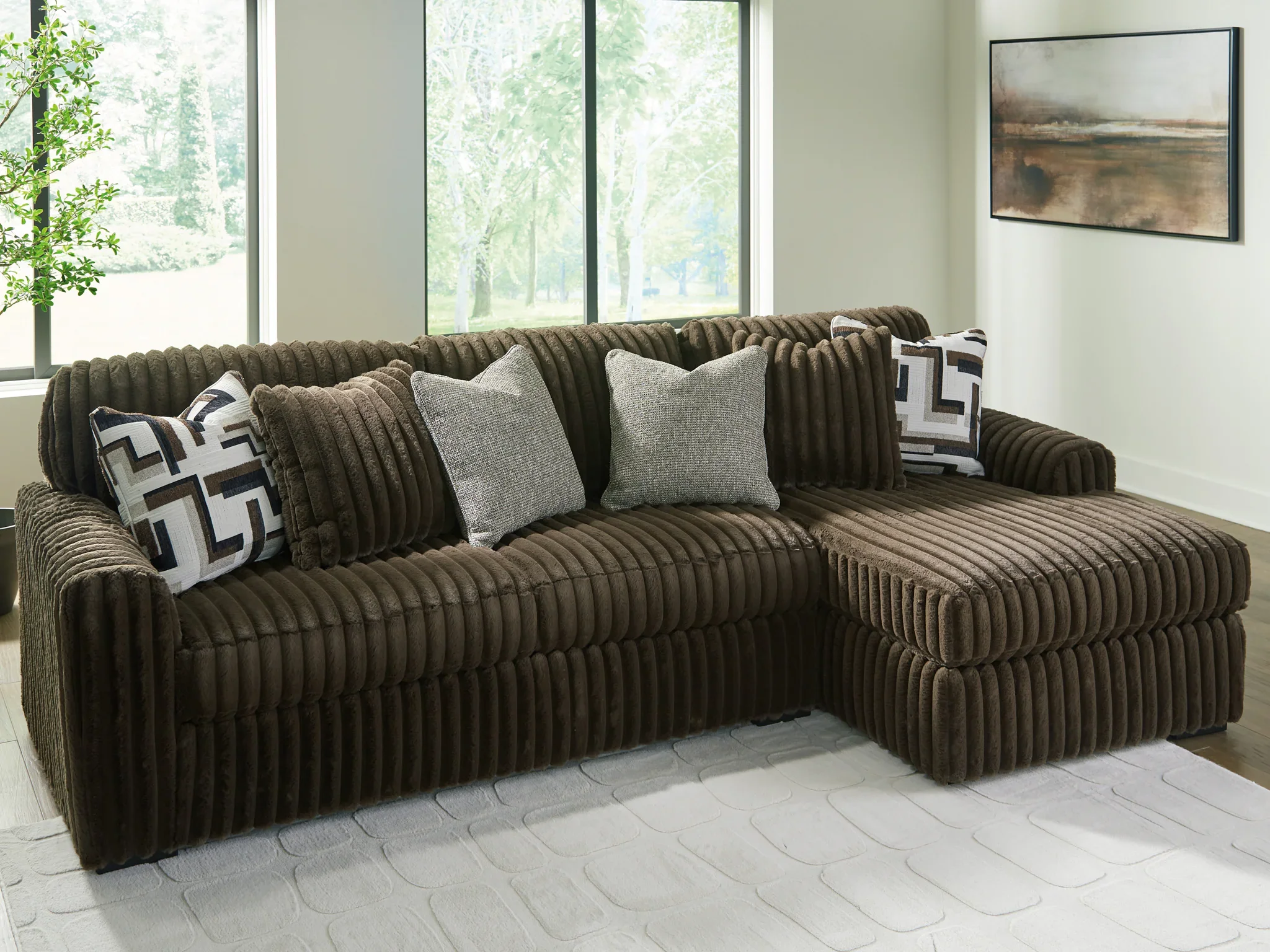 Midnight-Madness - Chocolate - 2-Piece Sectional Sofa With RAF Corner Chaise - Image 2