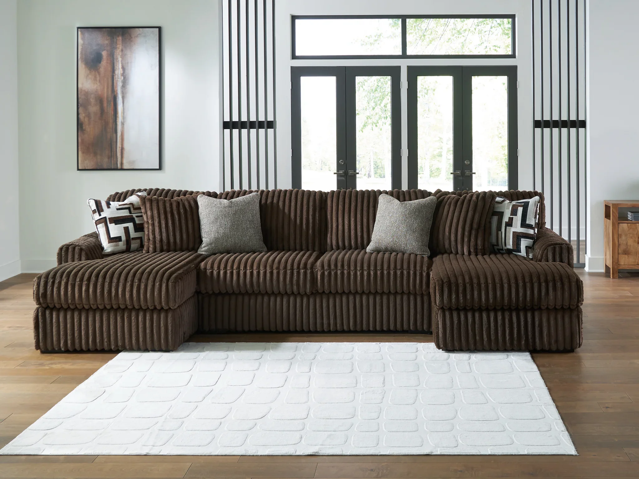 Midnight-Madness - Chocolate - 3-Piece Double Chaise Sectional - Image 2