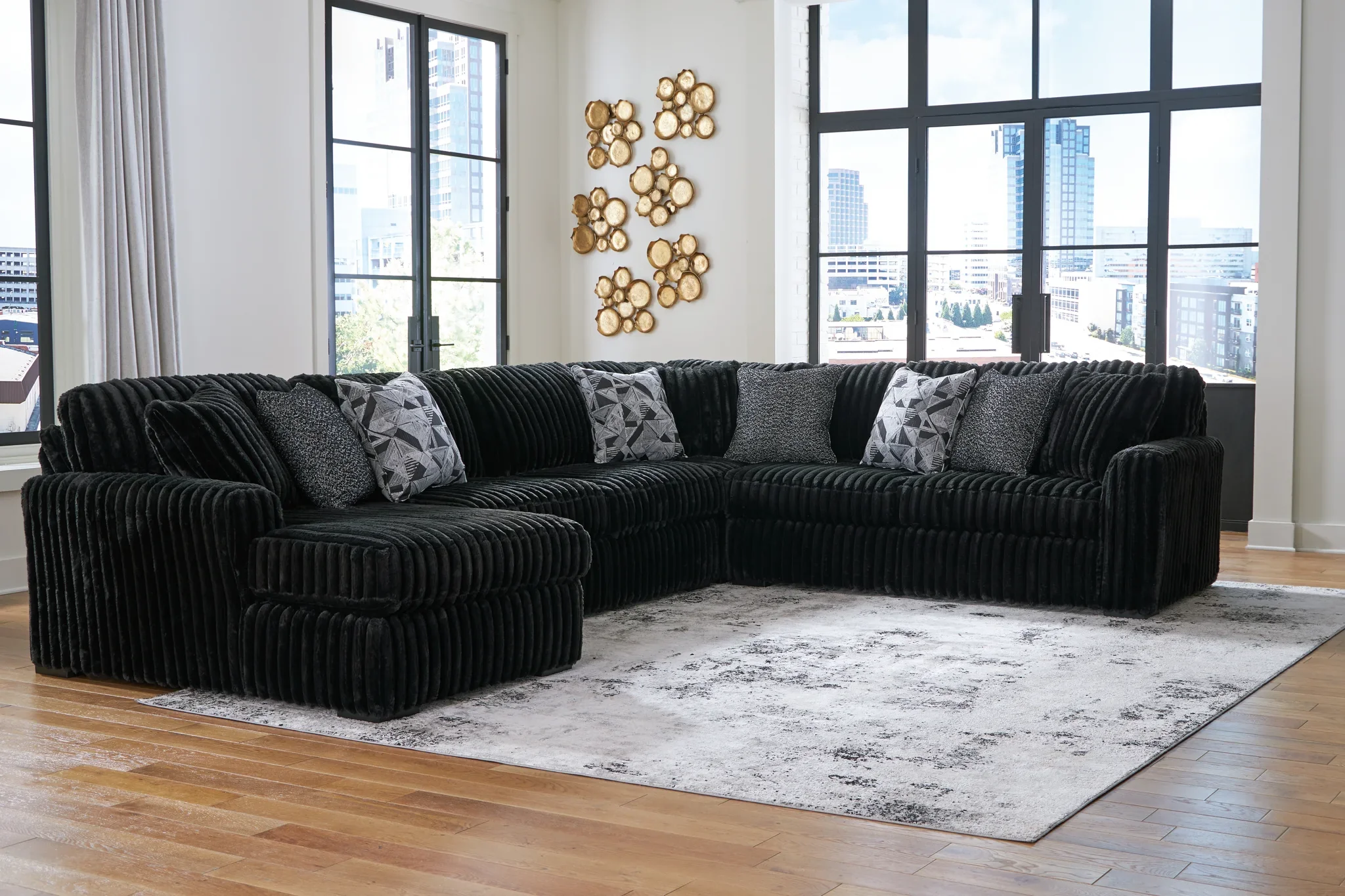 Midnight-madness - Onyx - 4-Piece Sectional With Laf Corner Chaise - Image 2