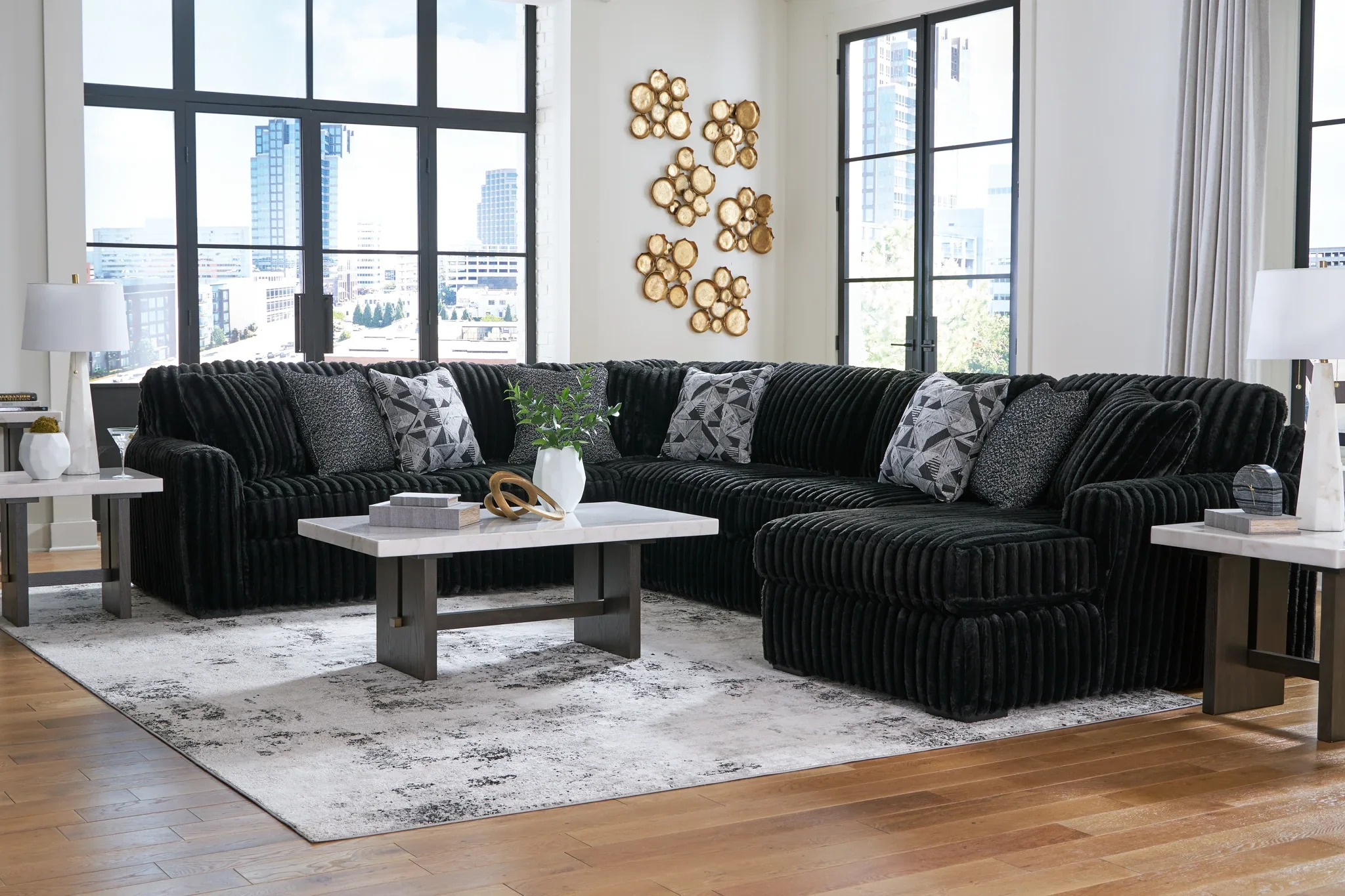 Midnight-madness - Onyx - 4-Piece Sectional With Raf Corner Chaise - Image 4