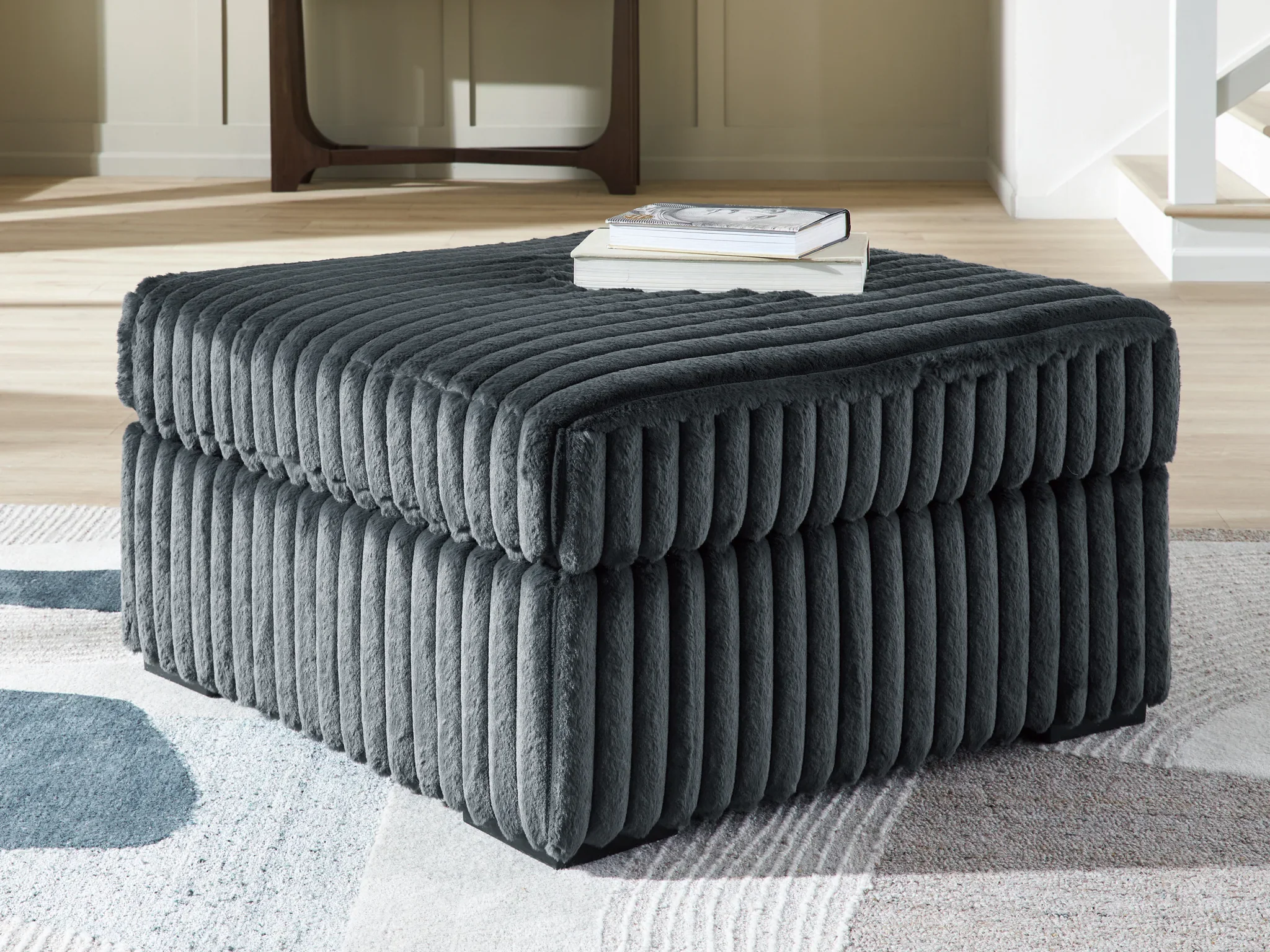 Midnight-Madness - Oversized Accent Ottoman - Gunmetal - Image 2