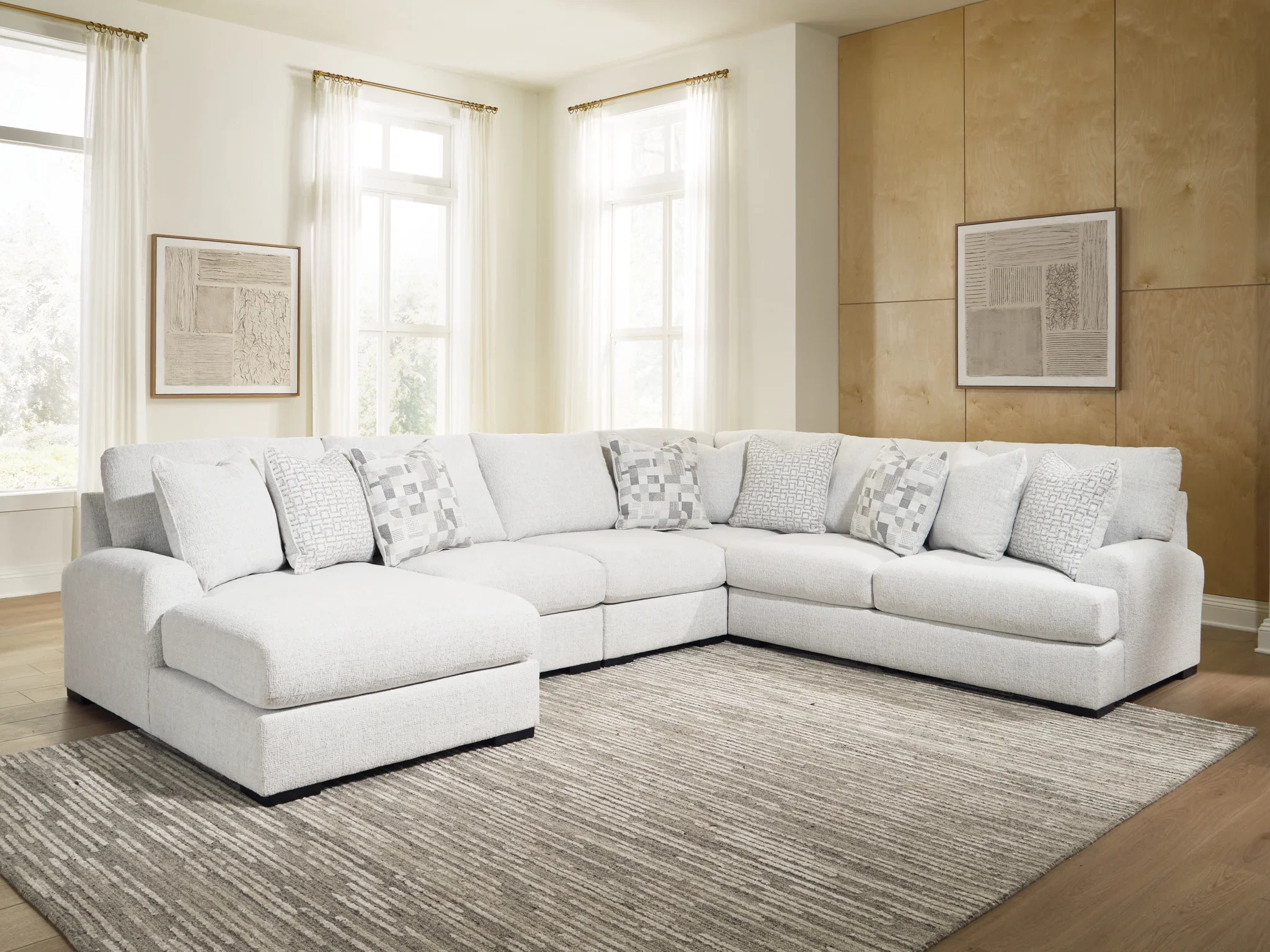 Misty-Lakes - 5-Piece Sectional With LAF Corner Chaise - Chalk - Image 2
