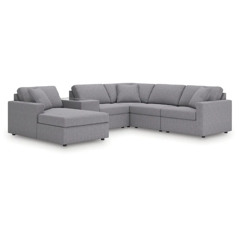 Modmax - Granite - 6-Piece Sectional With Laf Corner Chaise, RAF Corner Chair And Storage Console