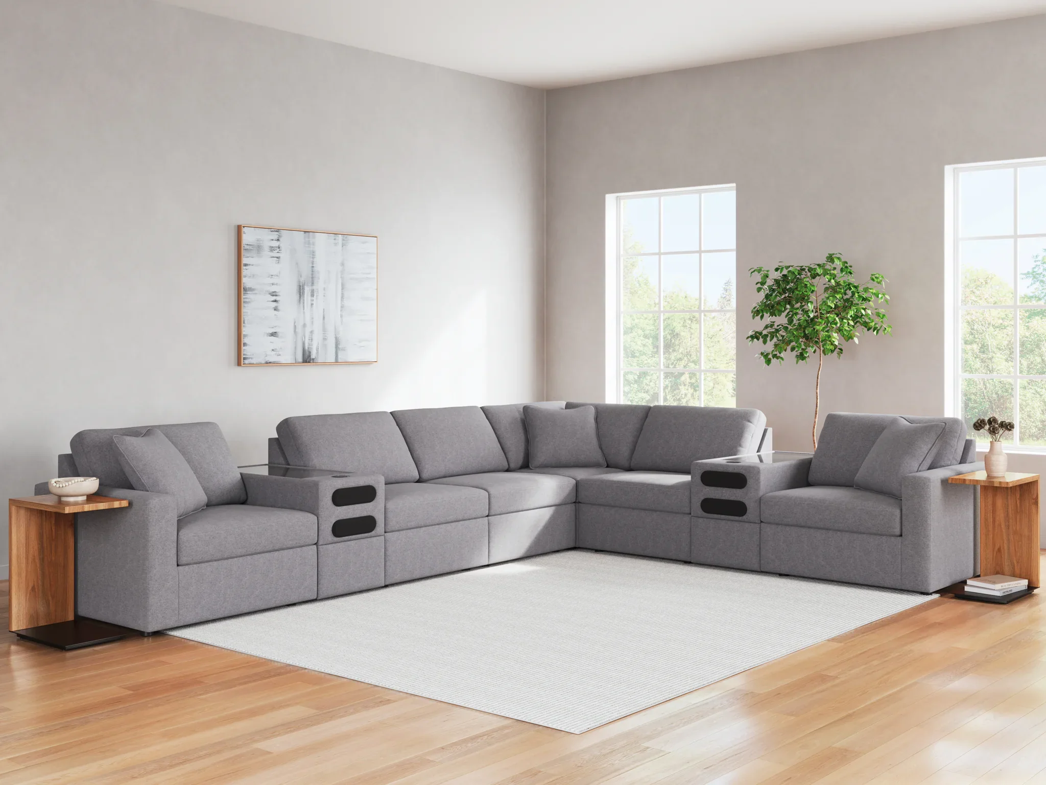 Modmax - Granite - 8-Piece Sectional With Audio System Console - Image 2