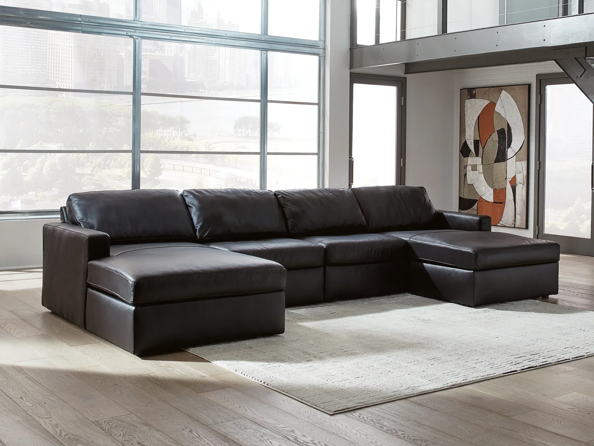 ModMax II - 4-Piece Double Chaise Sectional - Black - Image 2