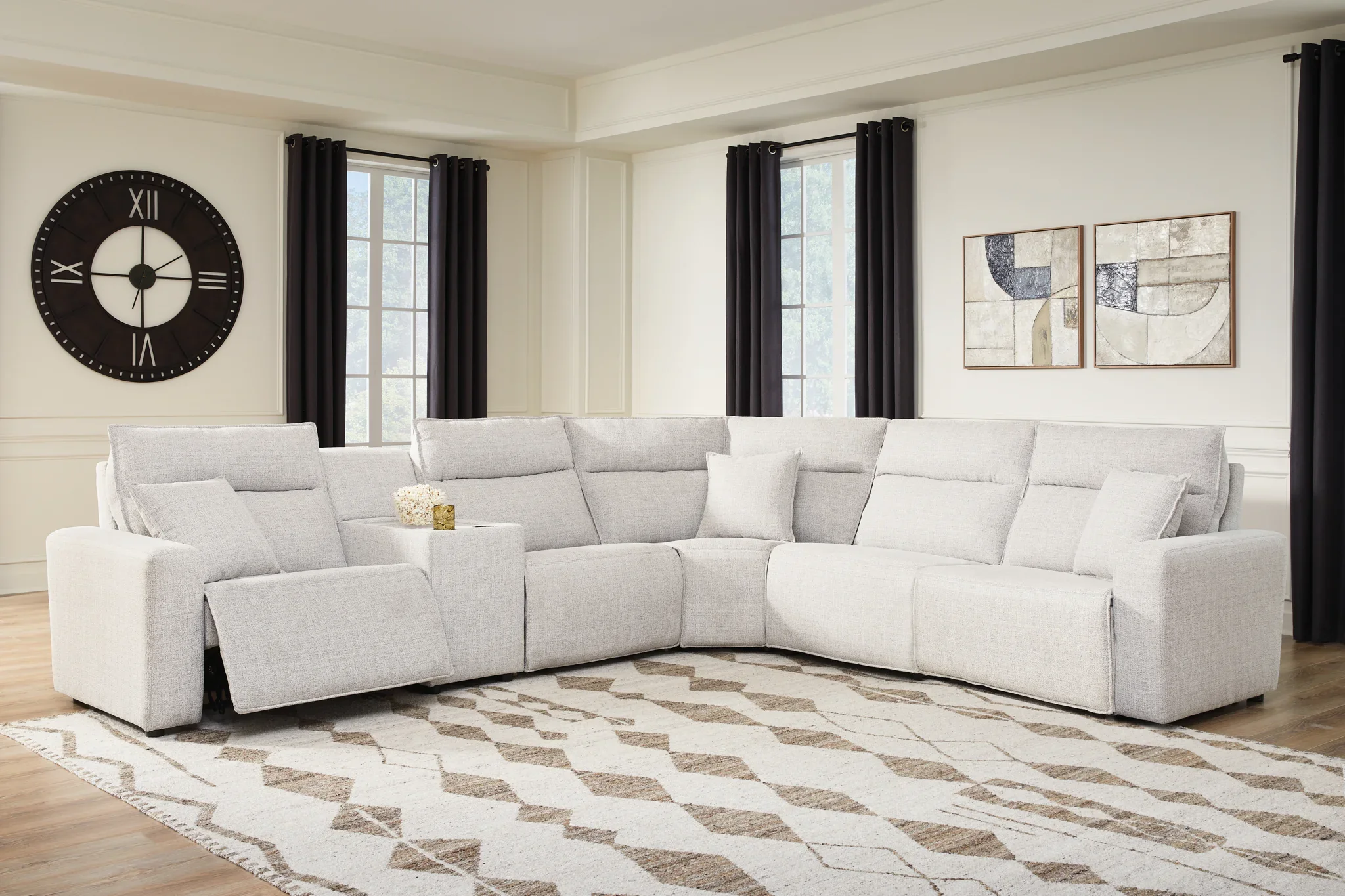 Modmax II - 6-Piece Power Reclining Sectional With Console - Stone - Image 2