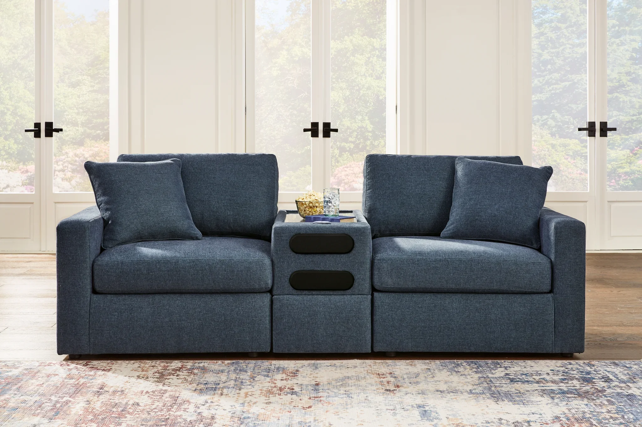 Modmax - Ink - 3-Piece Sectional Loveseat With Audio System - Image 2