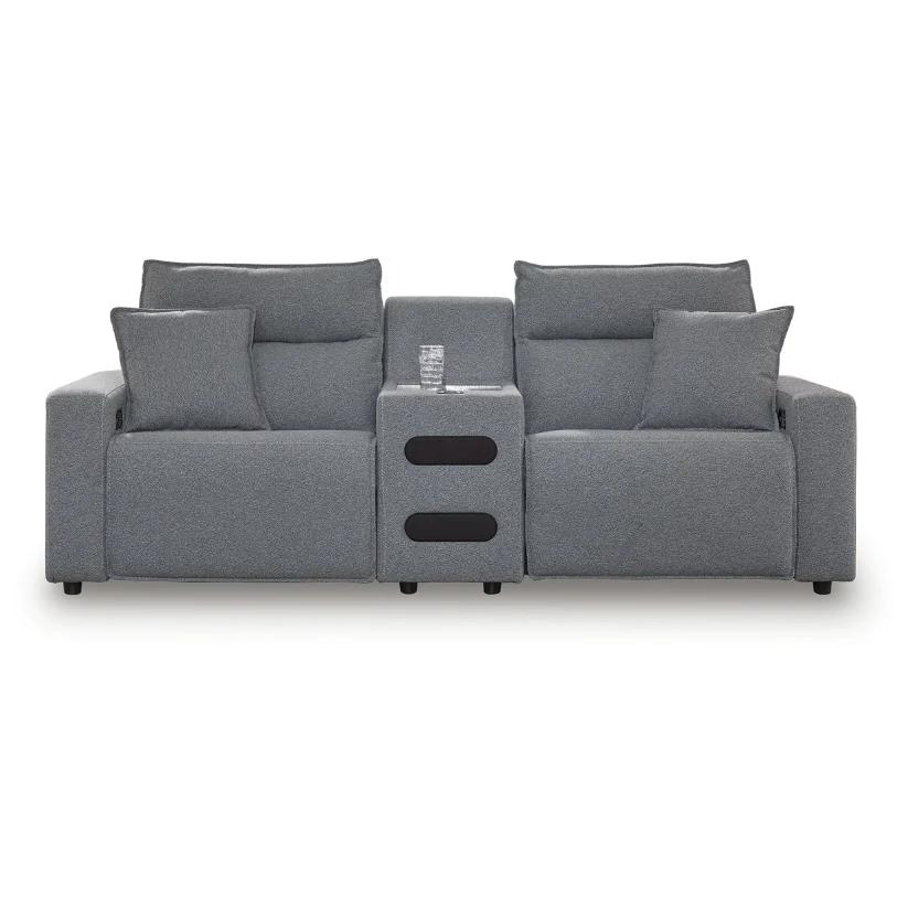 Modmax - Salt And Pepper - 3-Piece Power Reclining Sectional With Audio Console