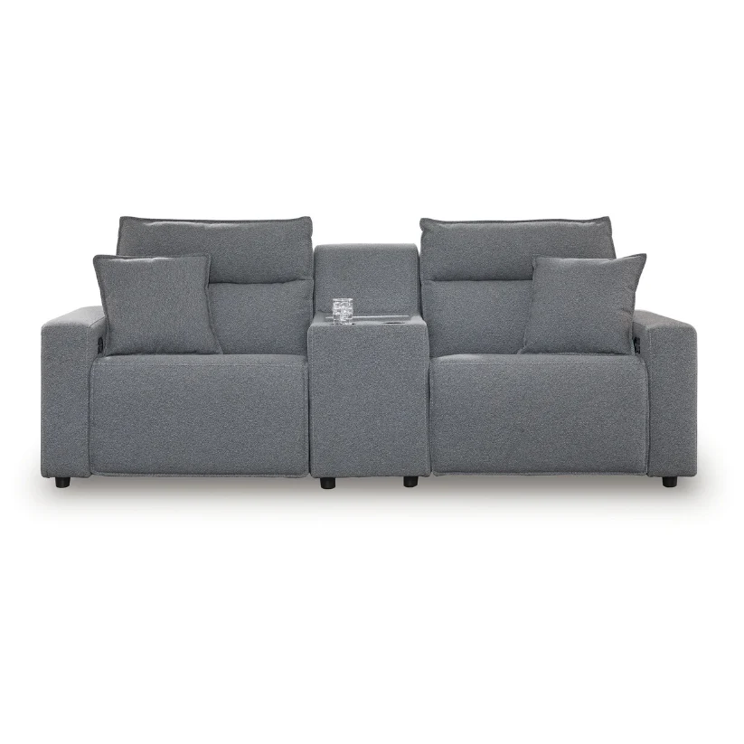 Modmax - Salt And Pepper - 3-Piece Power Reclining Sectional With Storage Console