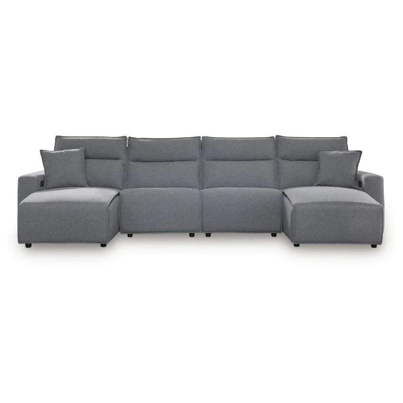 Modmax - Salt And Pepper - 4-Piece Power Reclining Sectional With Double Chaise