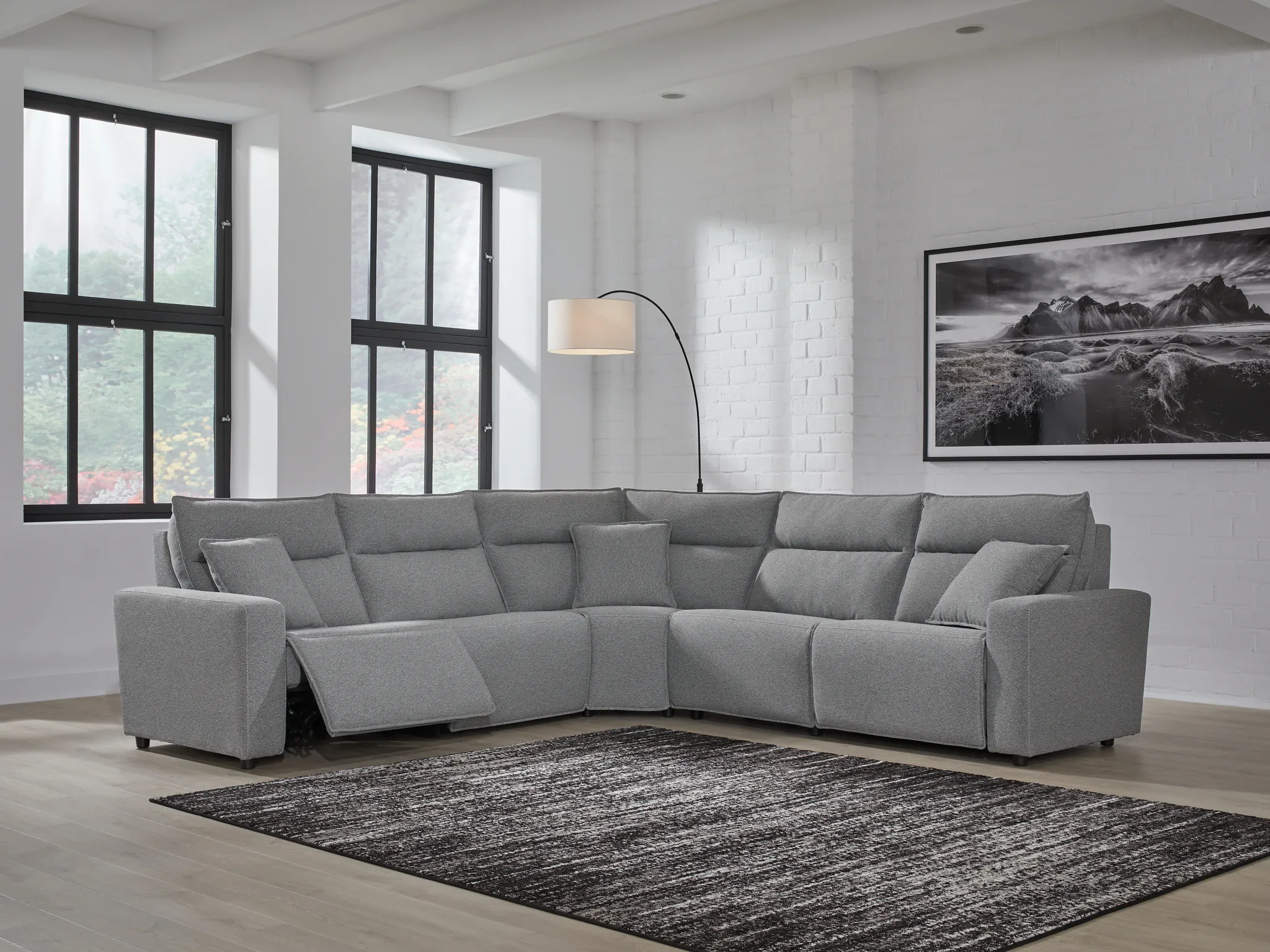 Modmax - Salt And Pepper - 5-Piece Power Reclining Sectional With RAF Zero Wall Power Recliner - Image 2