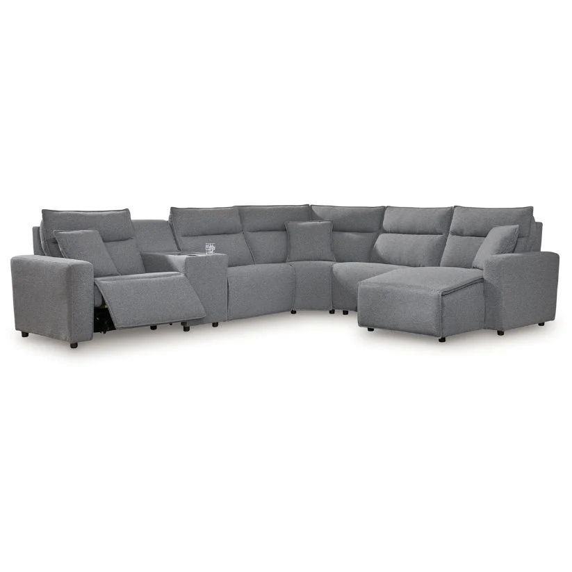 Modmax - Salt And Pepper - 6-Piece Power Reclining Sectional With RAF Press Back Power Chaise