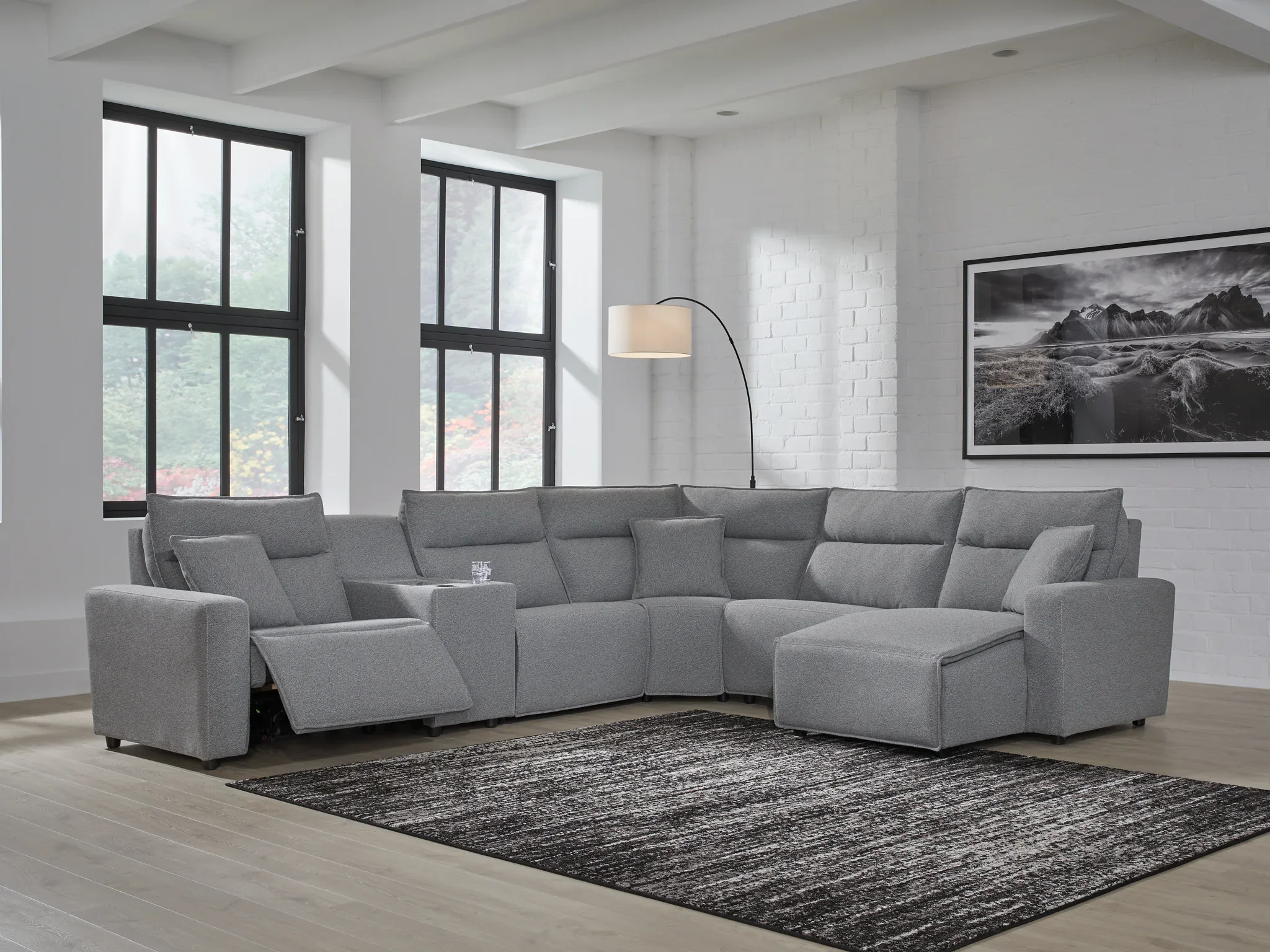 Modmax - Salt And Pepper - 6-Piece Power Reclining Sectional With RAF Press Back Power Chaise - Image 2