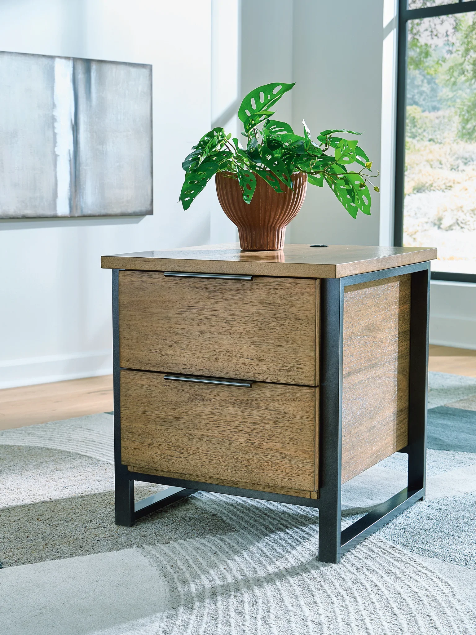 Montia - Rectangular End Table - Light Brown - Image 2