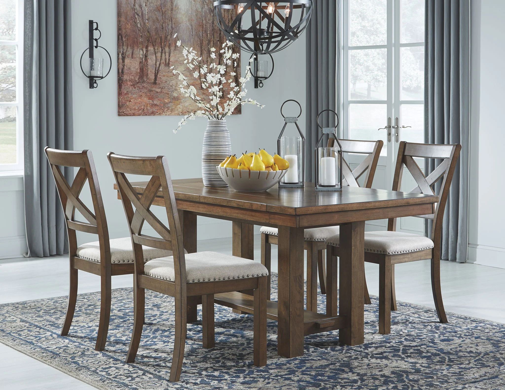 Moriville - Dark Gray- 5 Pc. - Extension Table, 4 Side Chairs