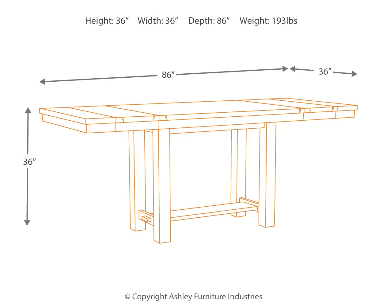Moriville - Grayish Brown - Rect Drm Counter Ext Table - Image 4