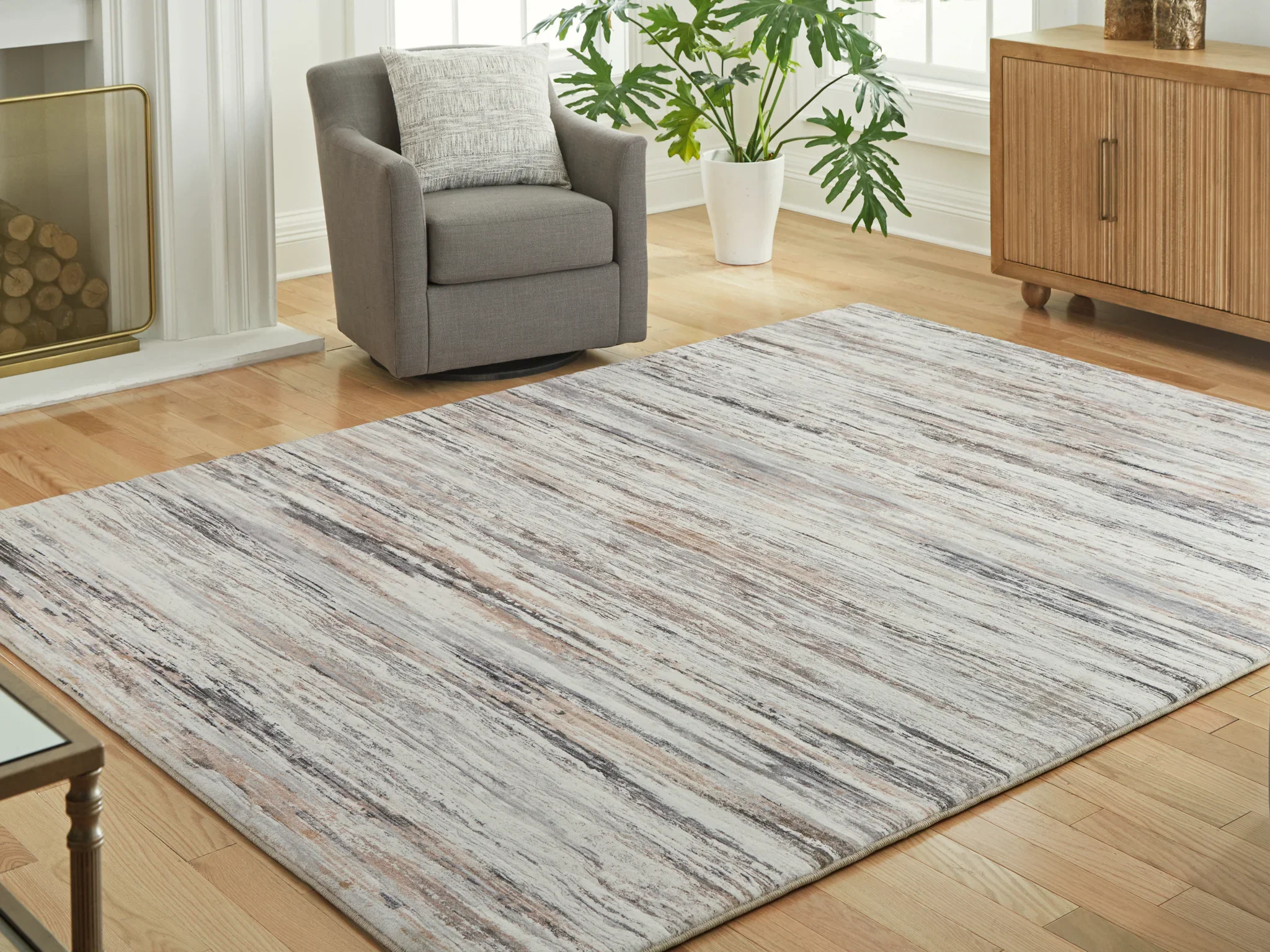 Nace - Gray / Brown / White - Large Rug - 8' x 10' - Image 2