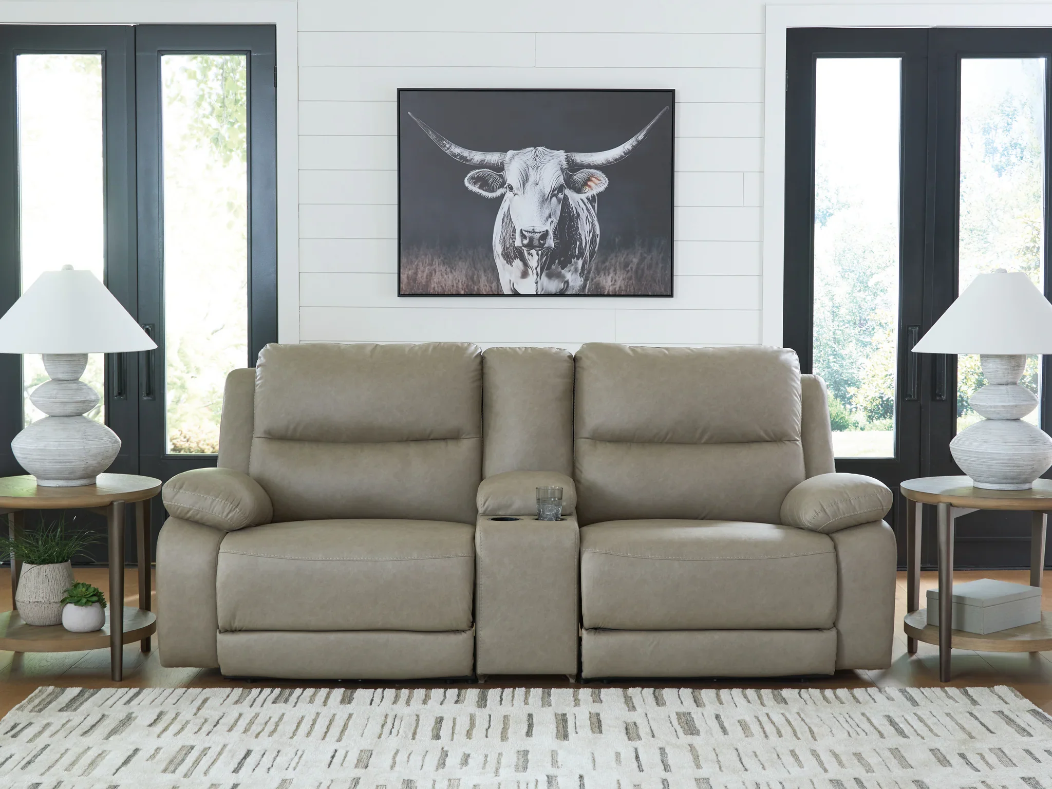 Narwhal Place - Pebble - 3-Piece Power Reclining Sectional With Storage Console - Image 2