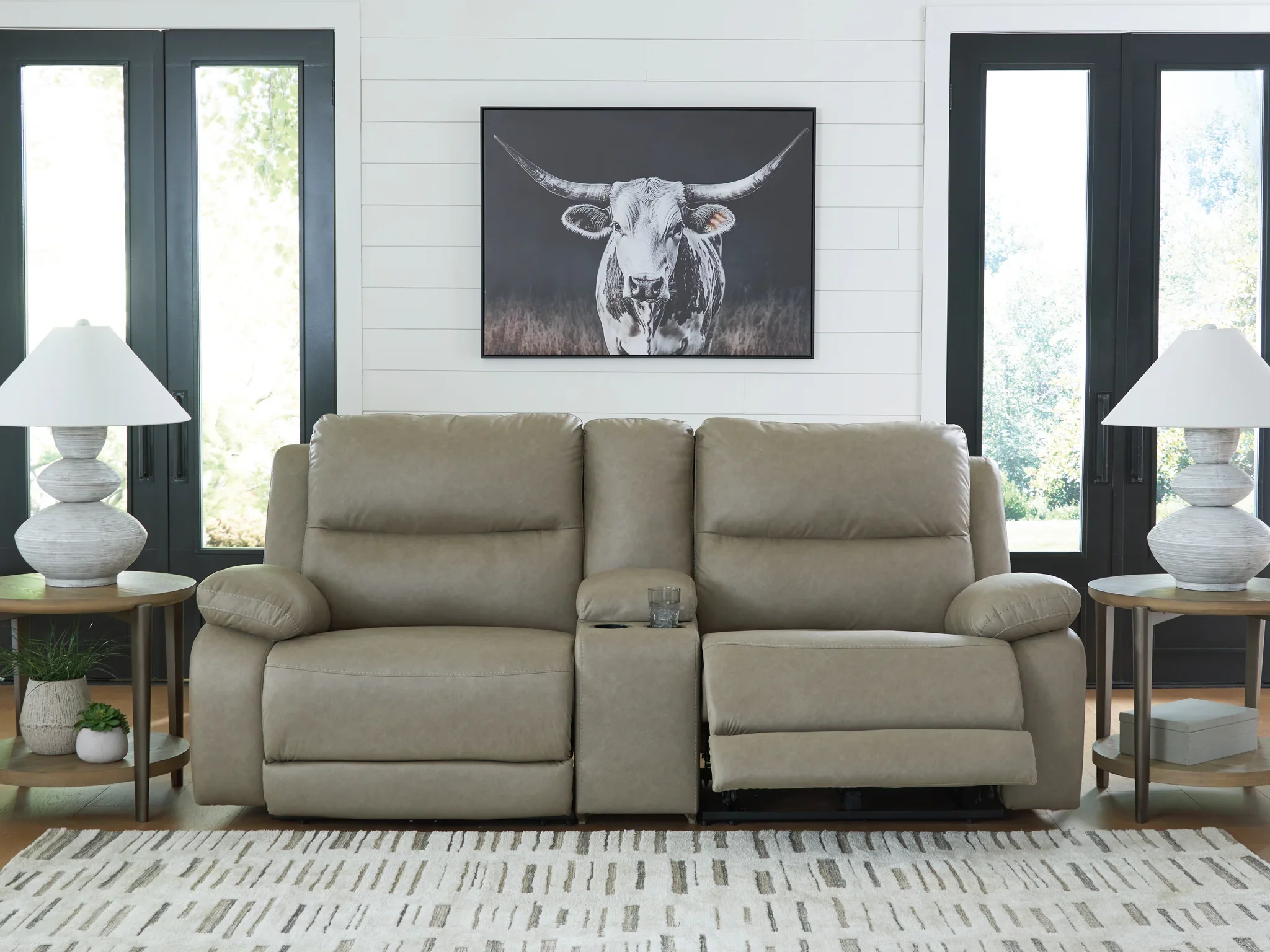 Narwhal Place - Pebble - 3-Piece Power Reclining Sectional With Storage Console - Image 3