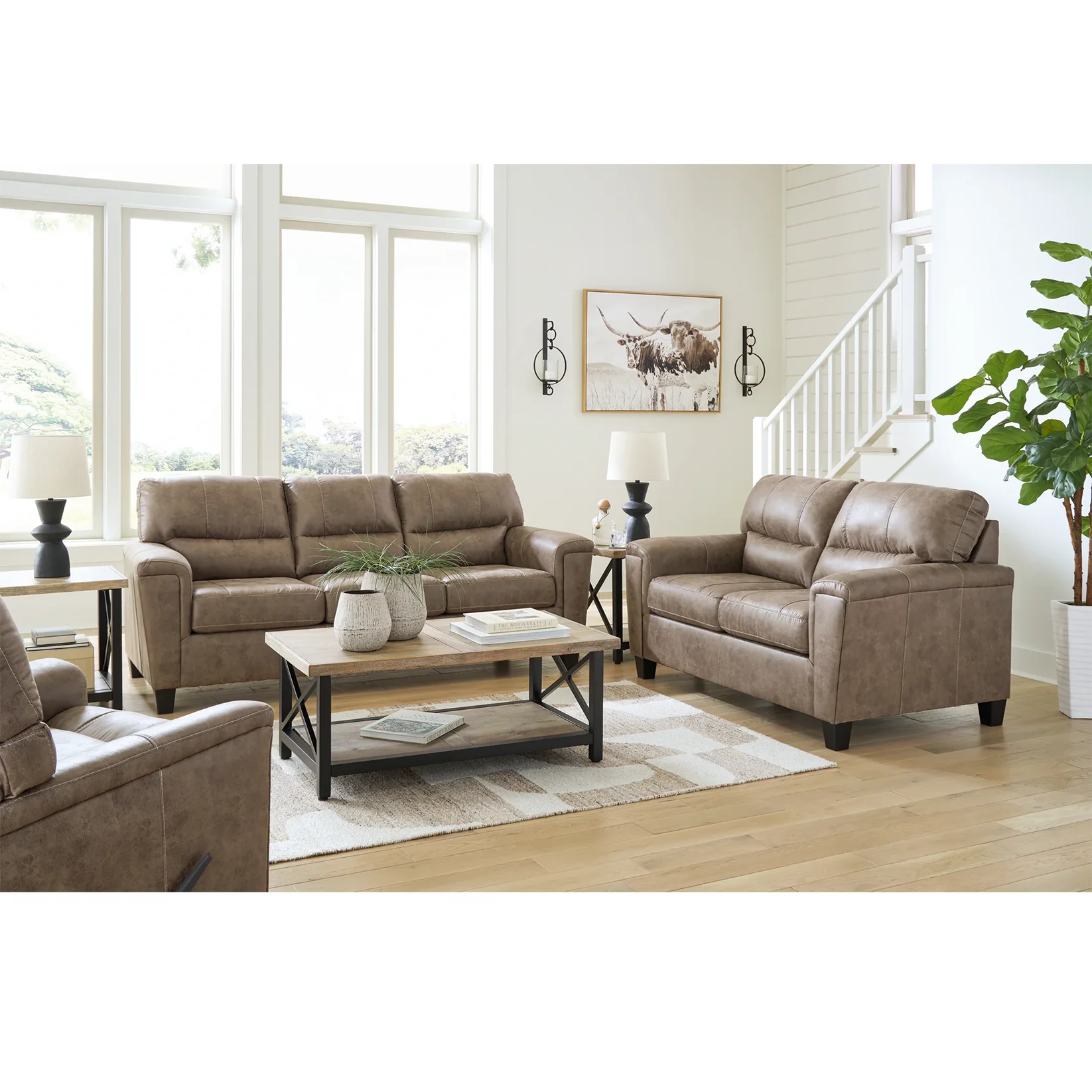 Navi - Fossil - 3 Pc. - Sofa, Loveseat, Rocker Recliner