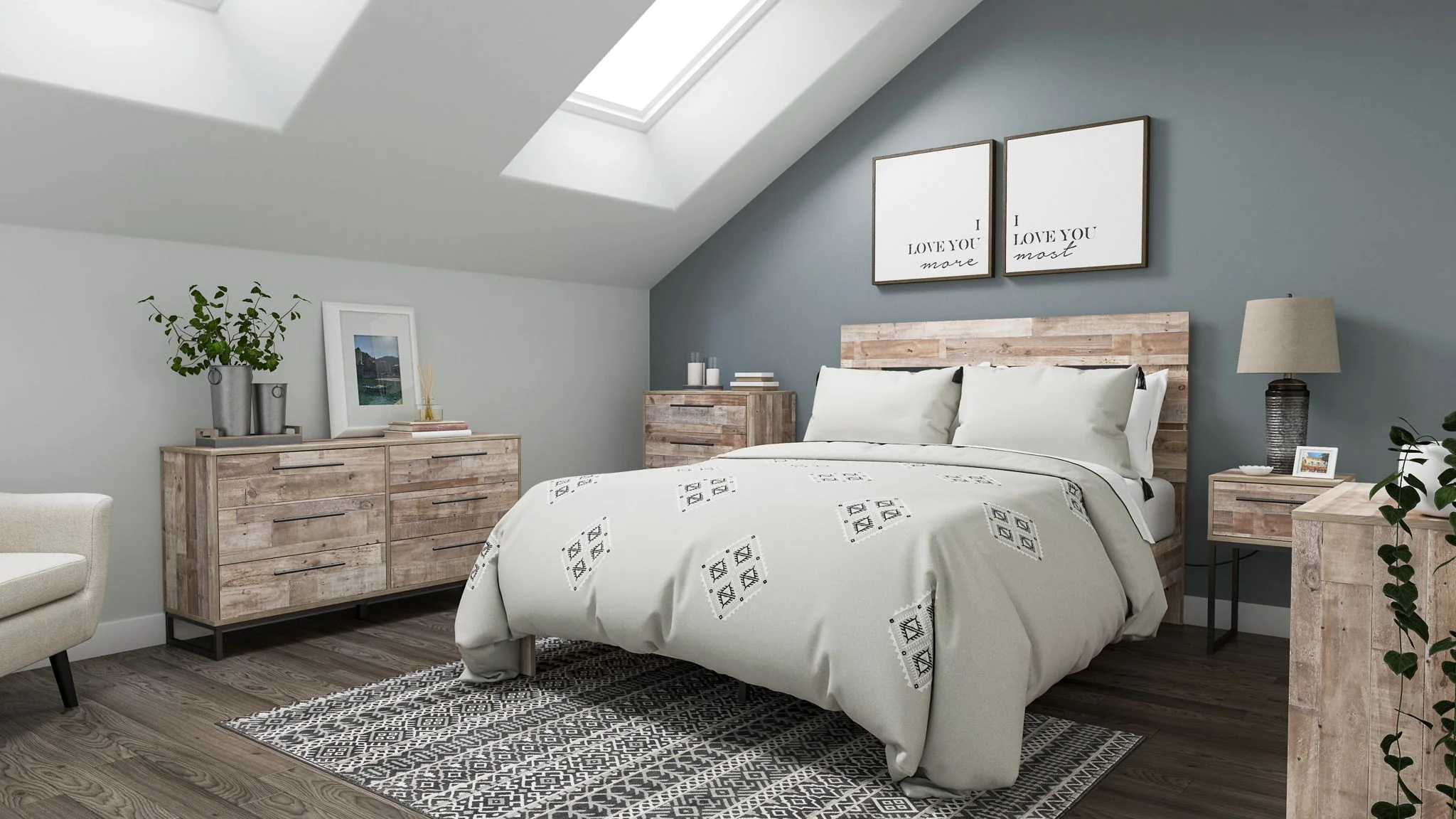 Neilsville - Whitewash - Queen Panel Platform Bed - Image 6