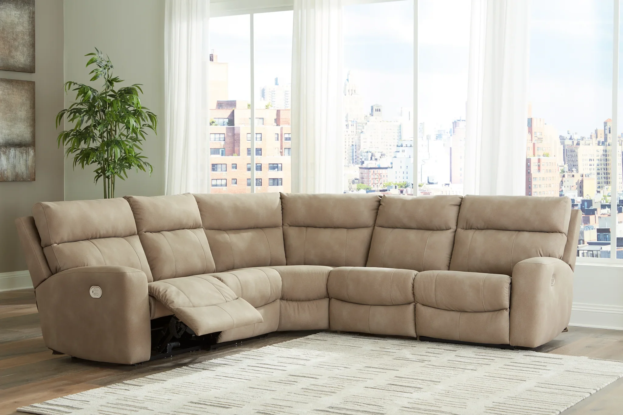 Next-gen Durapella - Sand - 5-Piece Power Reclining Sectional - Image 2