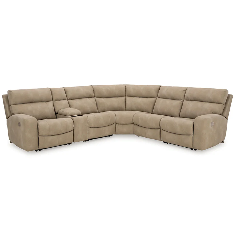 Next-gen Durapella - Sand - 6-Piece Power Reclining Sectional With Storage Console