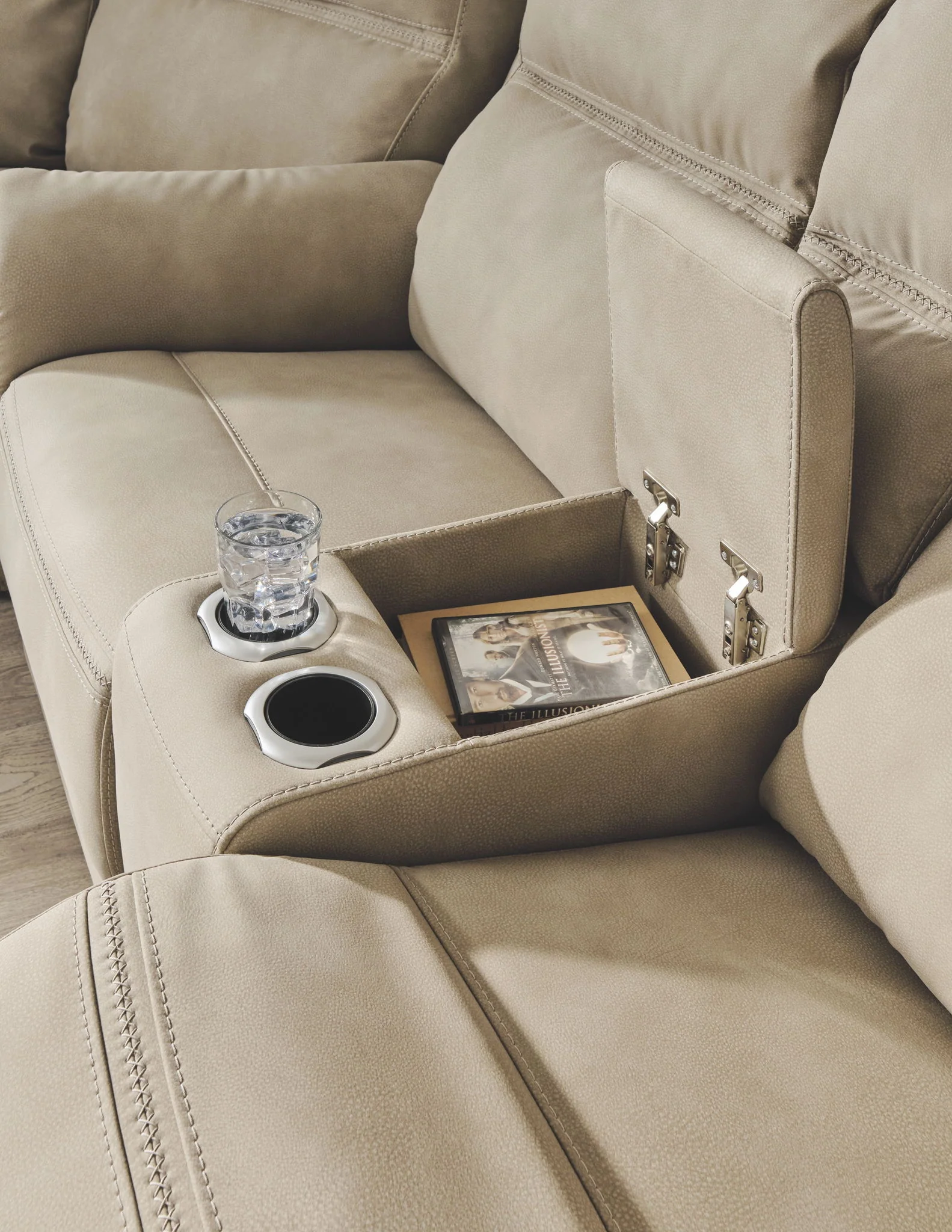 Next-gen Durapella - Sand - Power Reclining Loveseat With Console/Headrest - Image 6