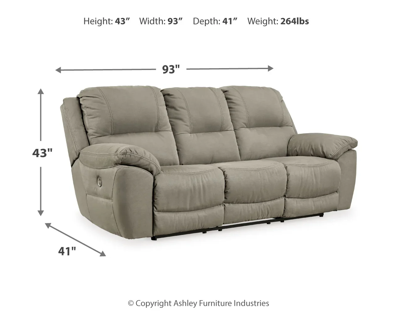 Next-gen - Putty - Reclining Power Sofa - Image 7