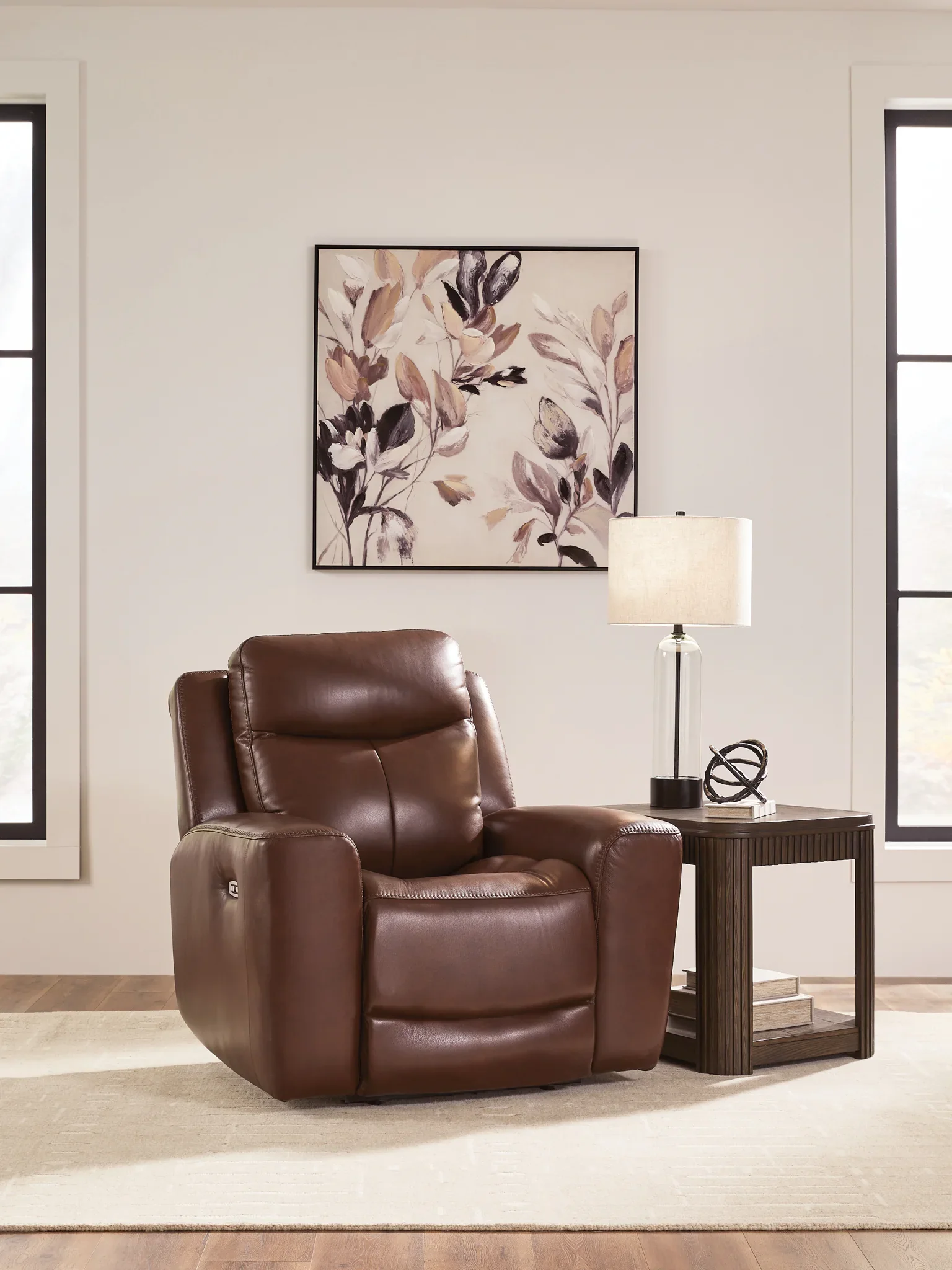 Next Move - Mahogany - Power Recliner With Adjustable Headrest - Image 2