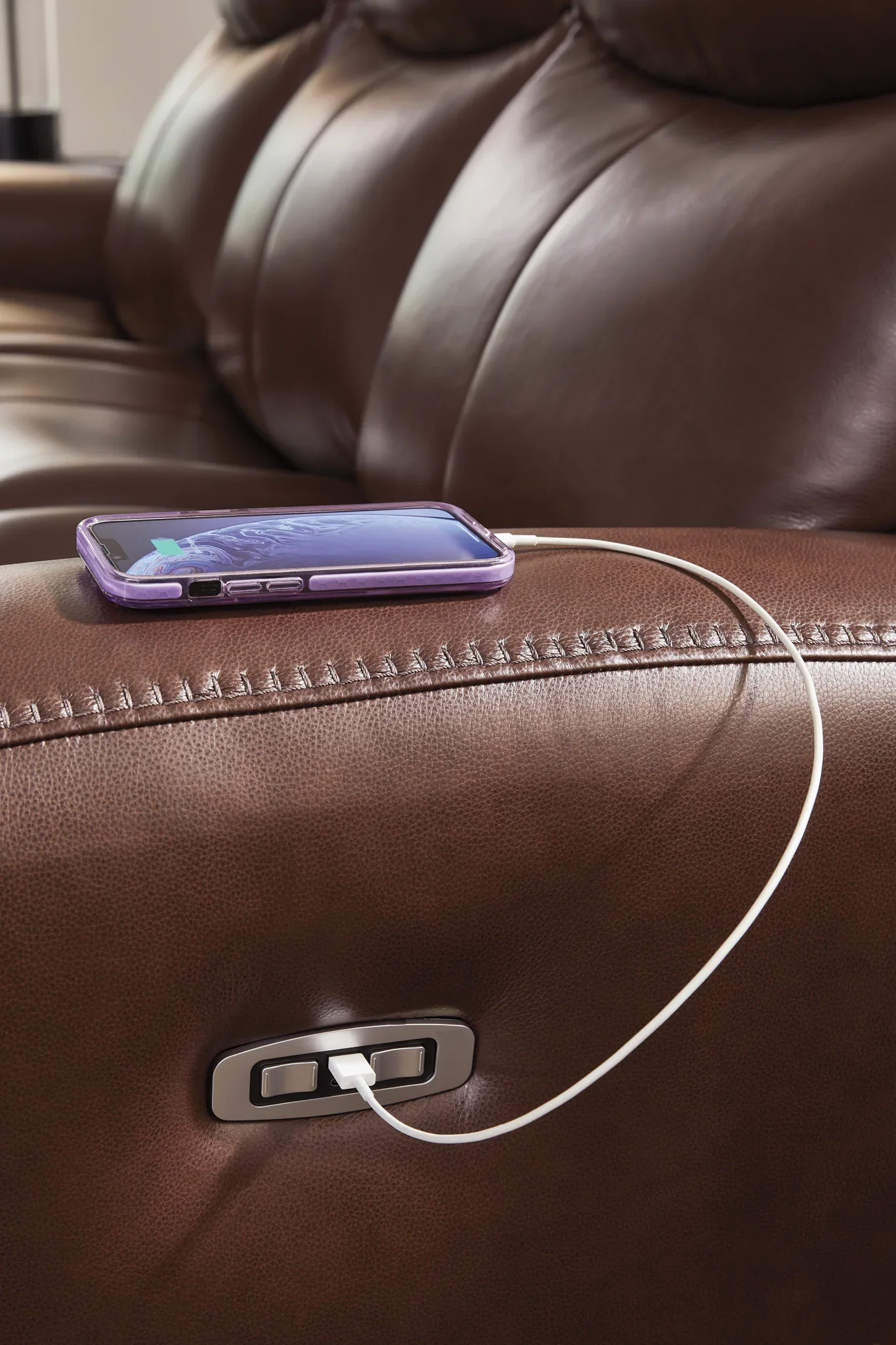 Next Move - Mahogany - Power Reclining Sofa With Adjustable Headrest - Image 4