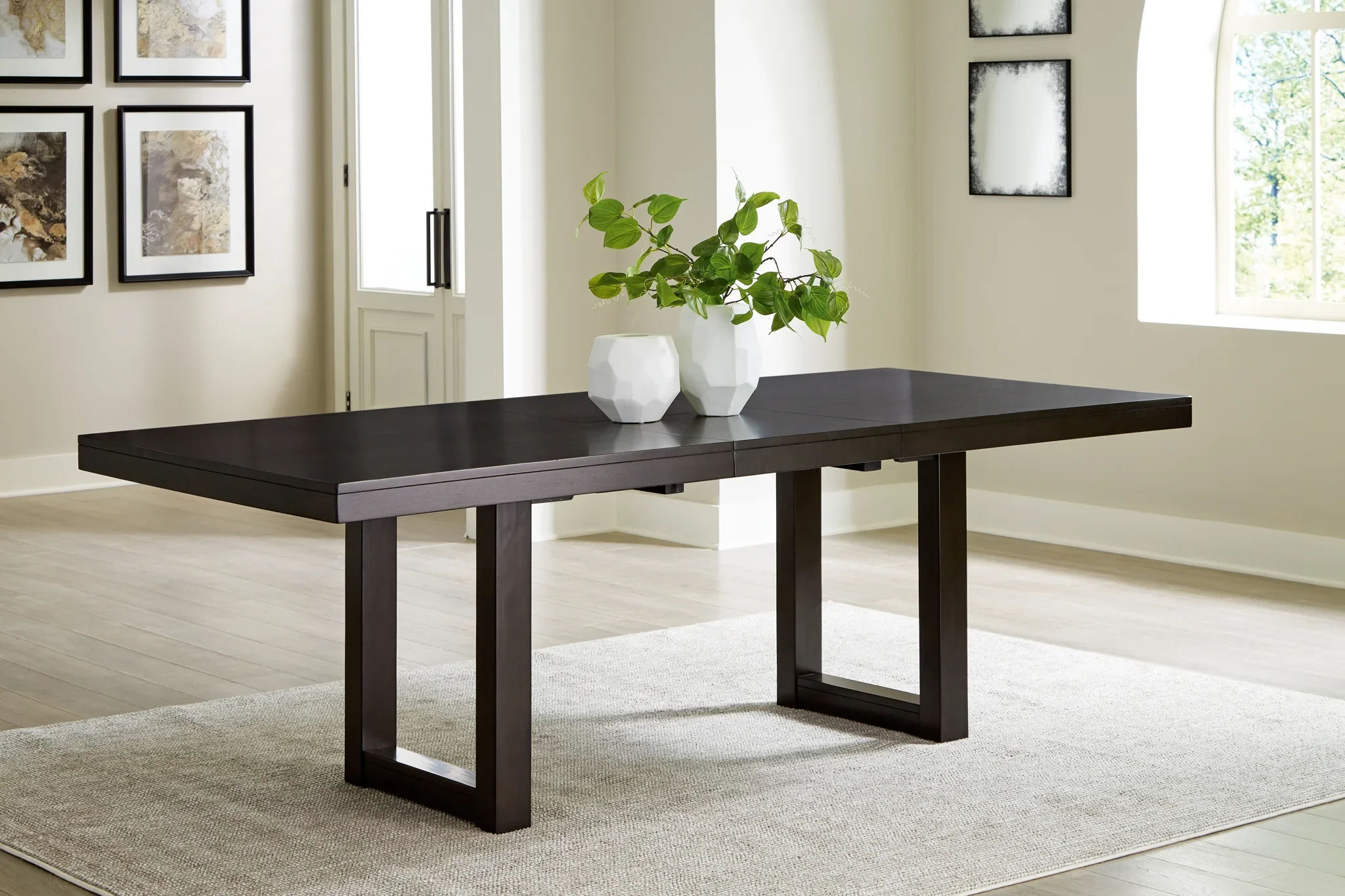 Neymorton - Dark Grayish Brown - 7 Pc. - Rectangular Extension Table, 6 Side Chairs - Image 2