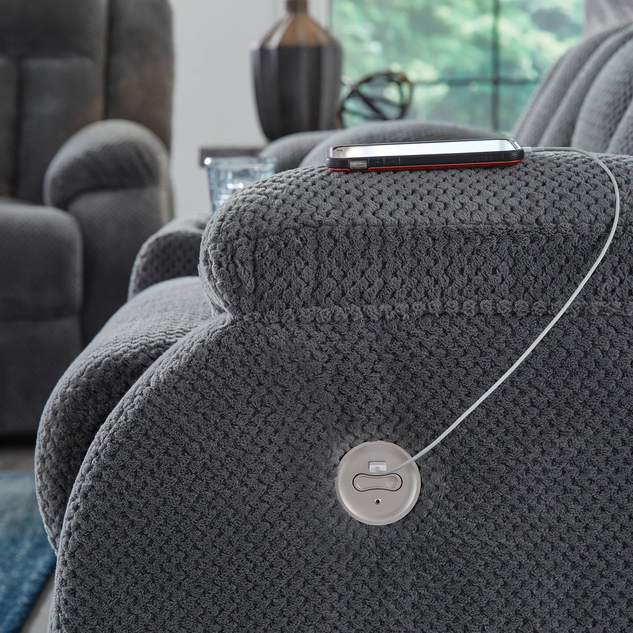 Observation - Steel - Double Reclining Power Loveseat With Console - Image 6