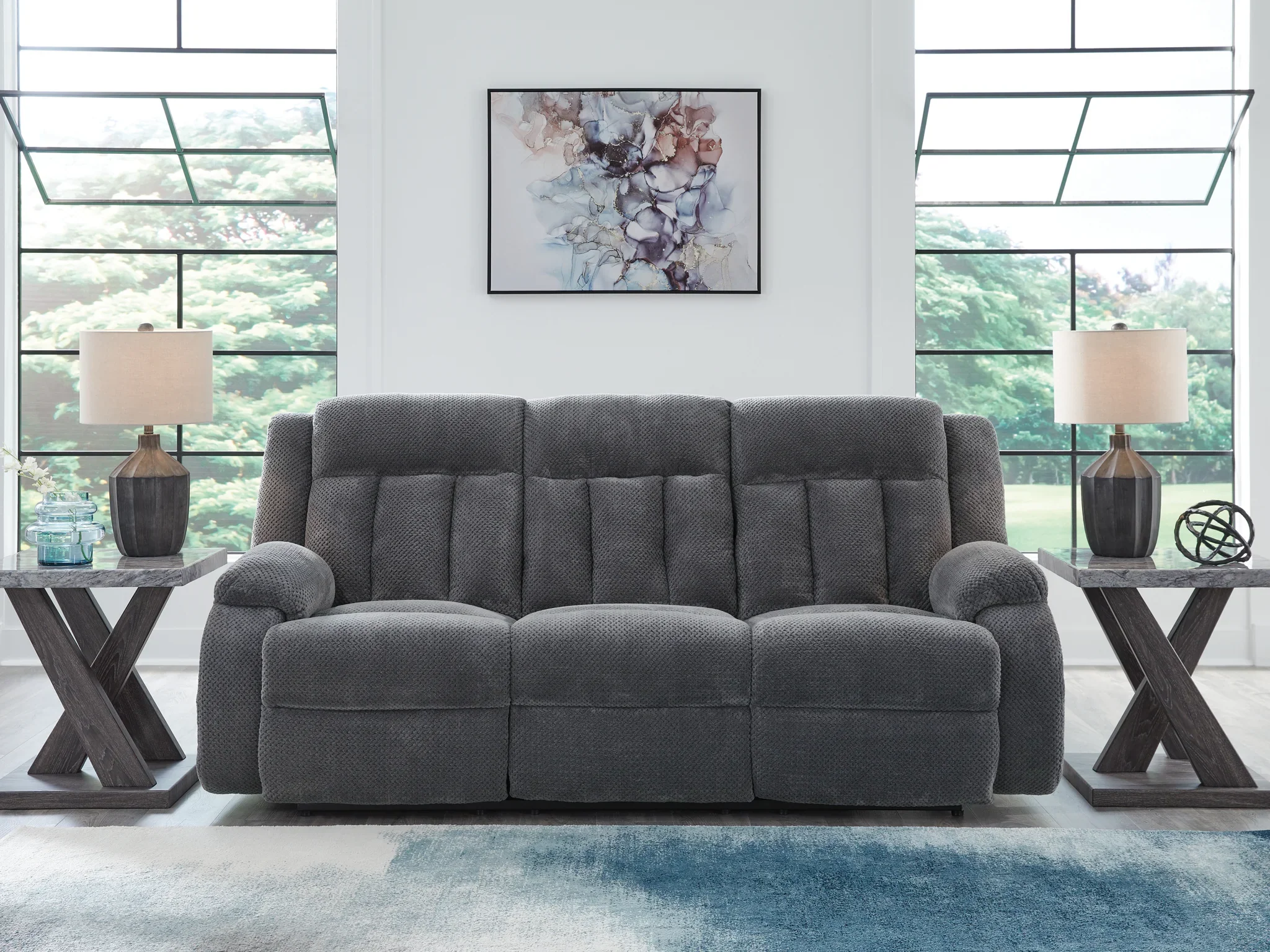 Observation - Steel - Reclining Power Sofa With Drop Down Table - Image 2