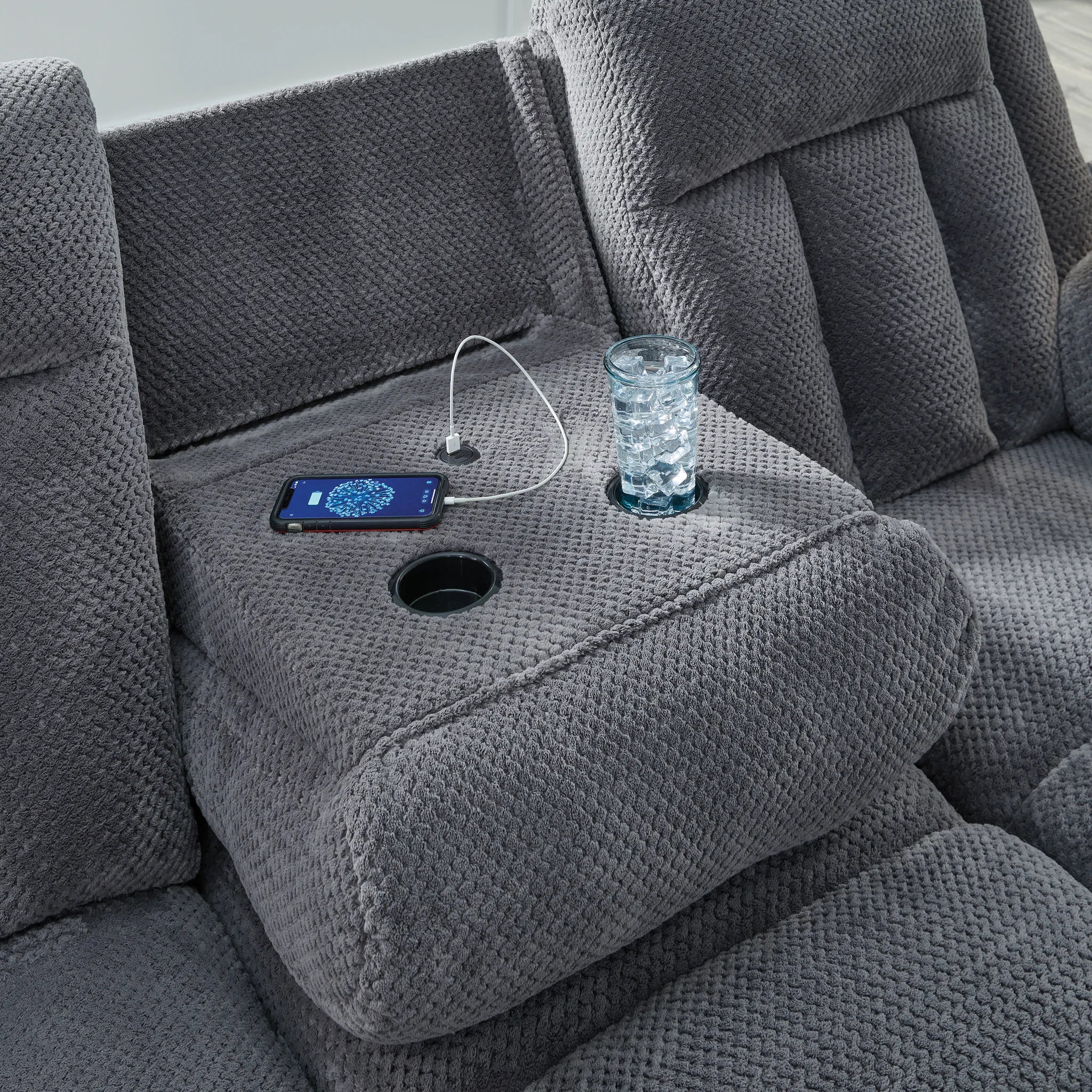 Observation - Steel - Reclining Power Sofa With Drop Down Table - Image 9
