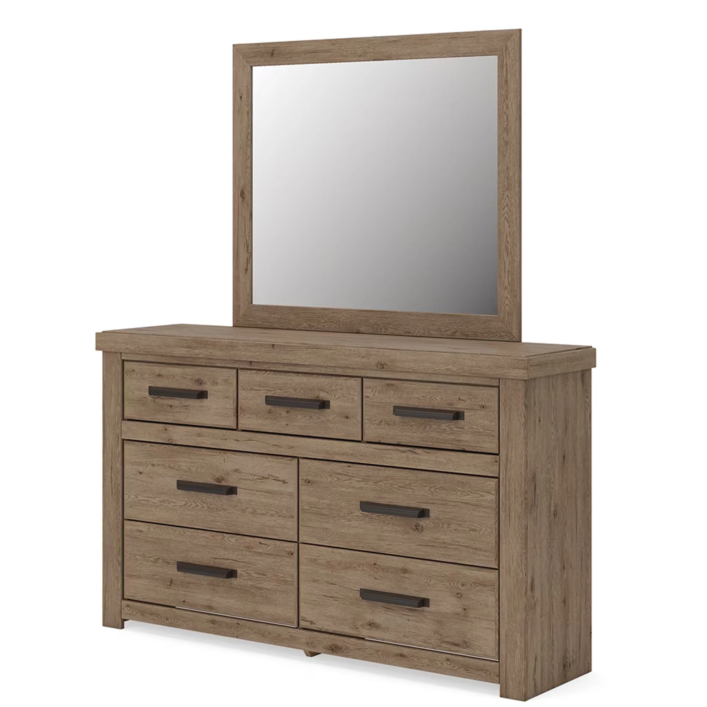 Oliandon - Dresser And Mirror - Light Brown