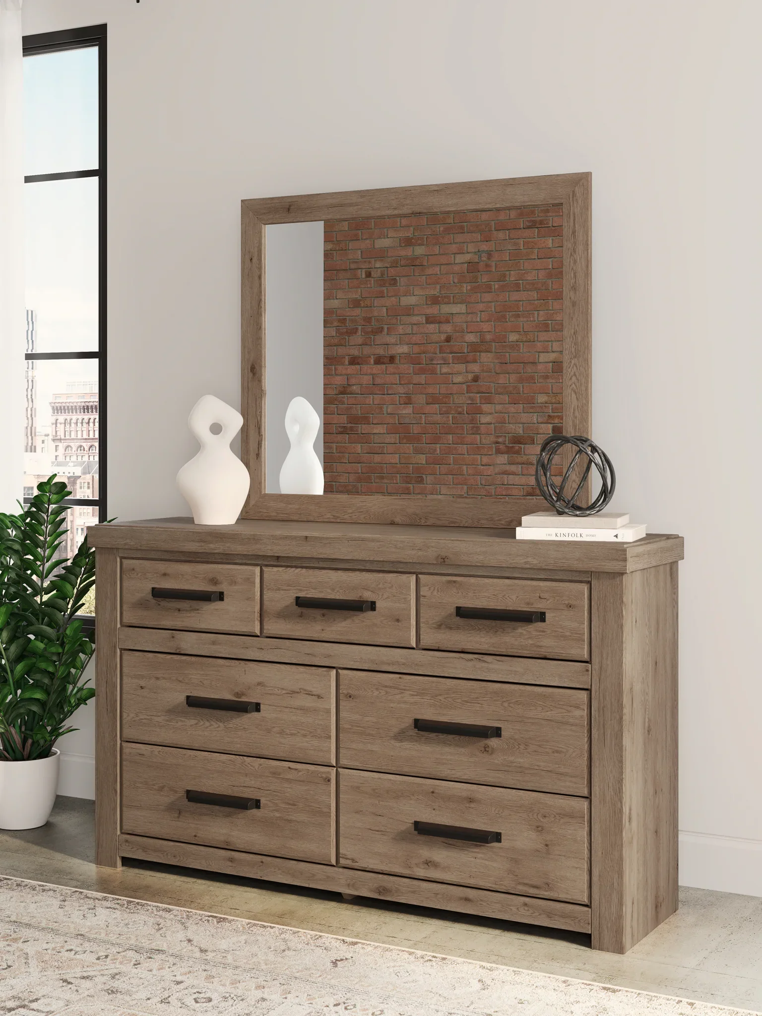 Oliandon - Dresser And Mirror - Light Brown - Image 2