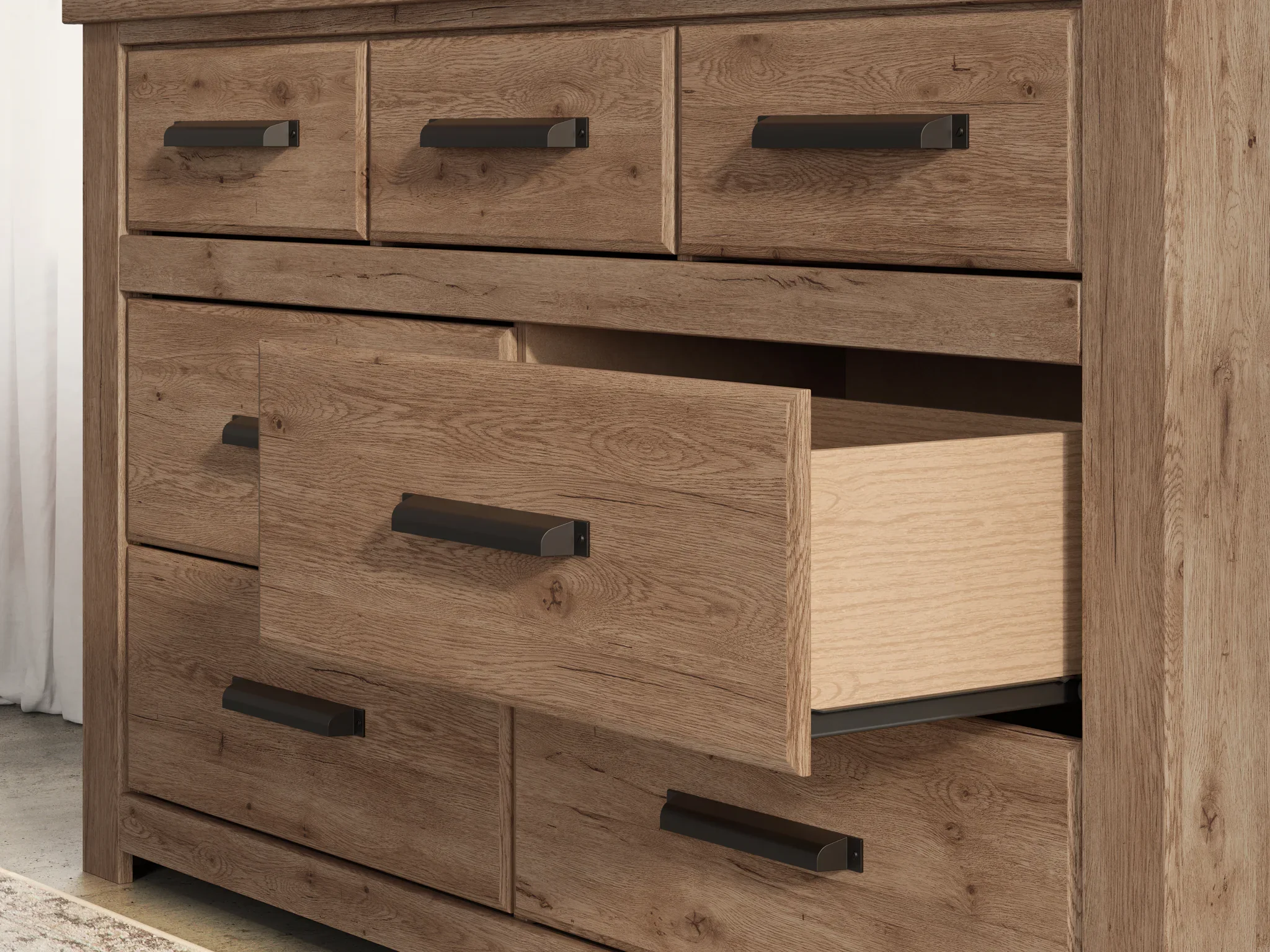 Oliandon - Dresser And Mirror - Light Brown - Image 8