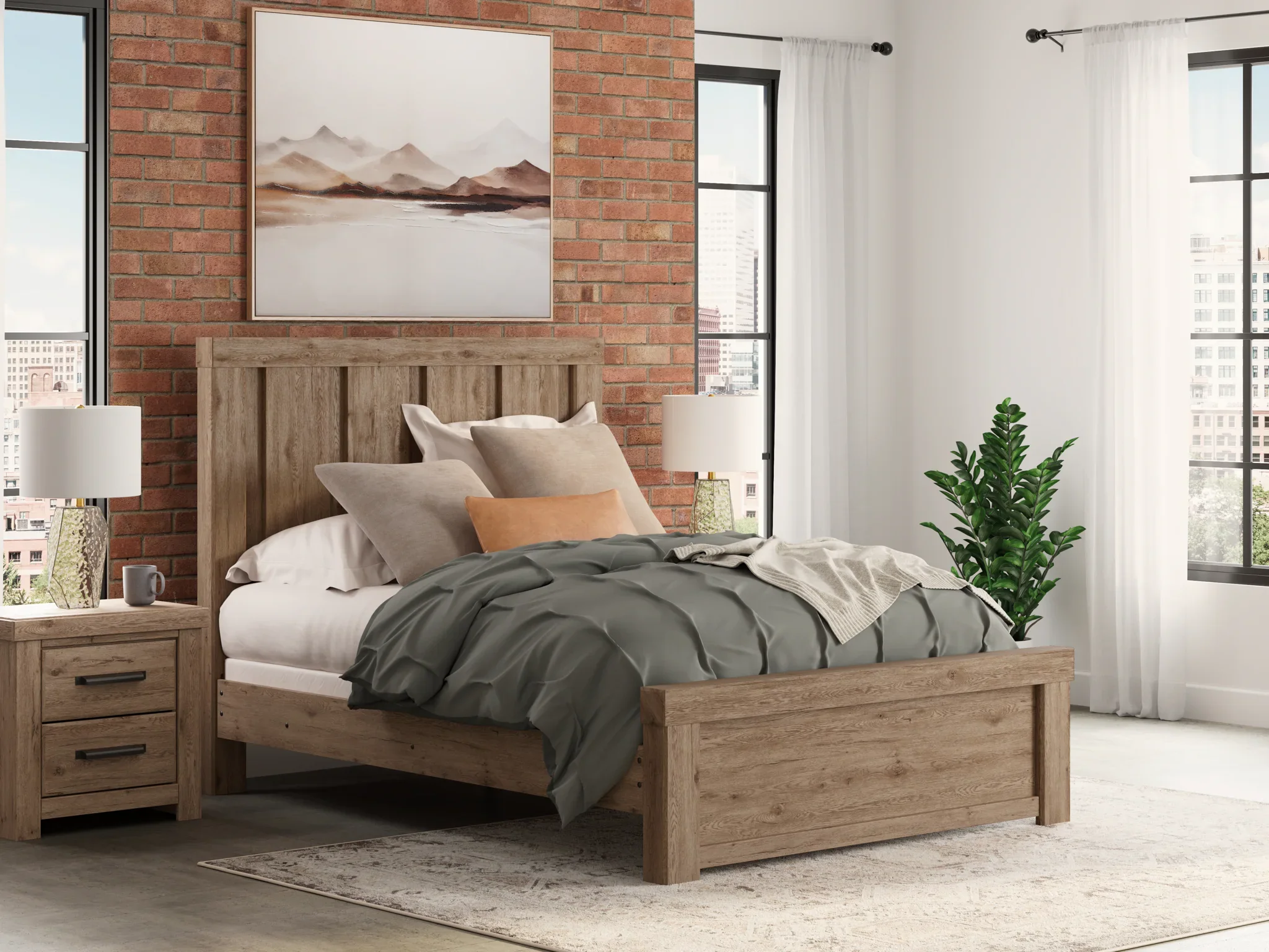 Oliandon - Queen Panel Bed - Light Brown - Image 2