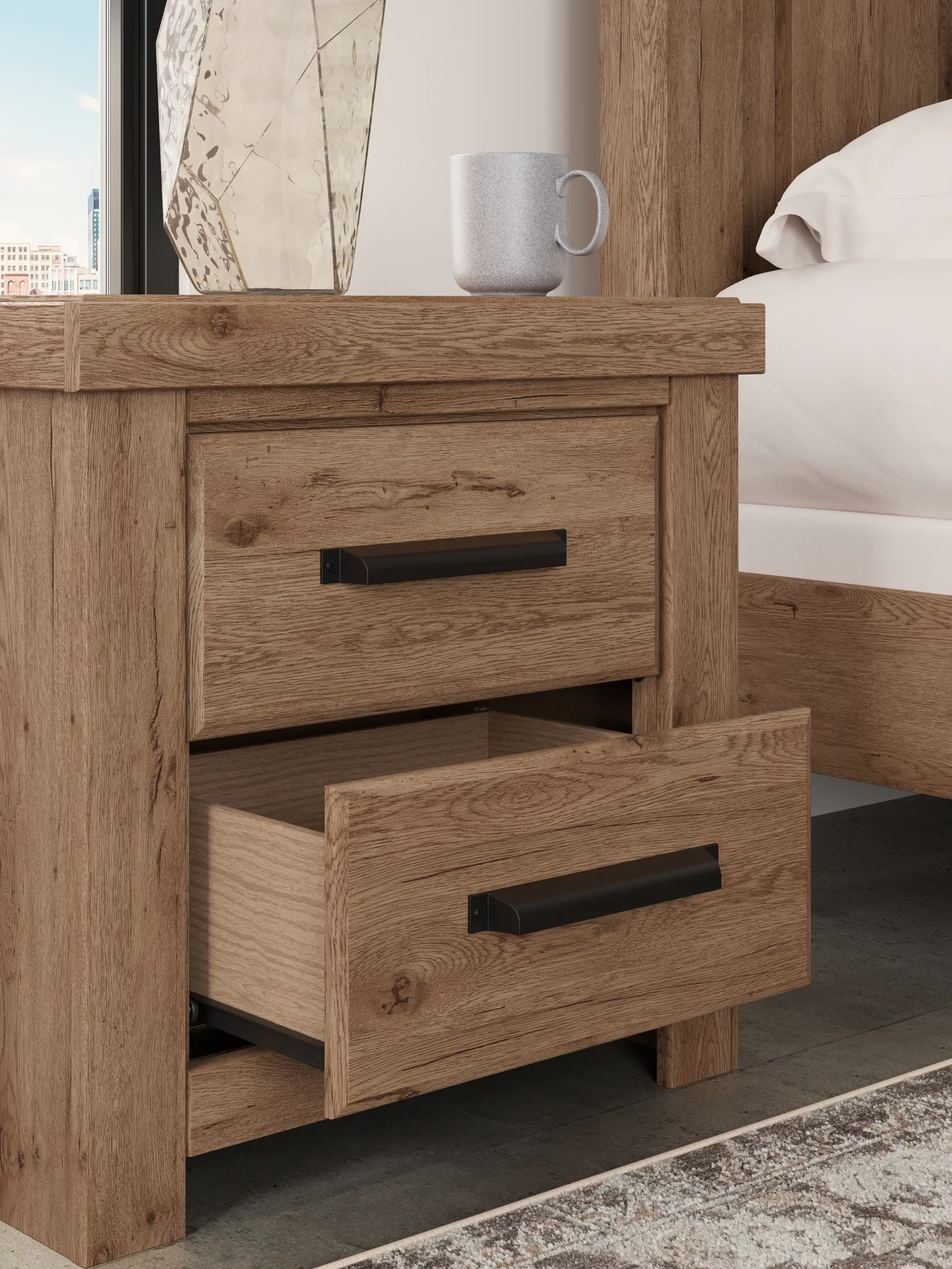 Oliandon - Two Drawer Night Stand - Light Brown - Image 3