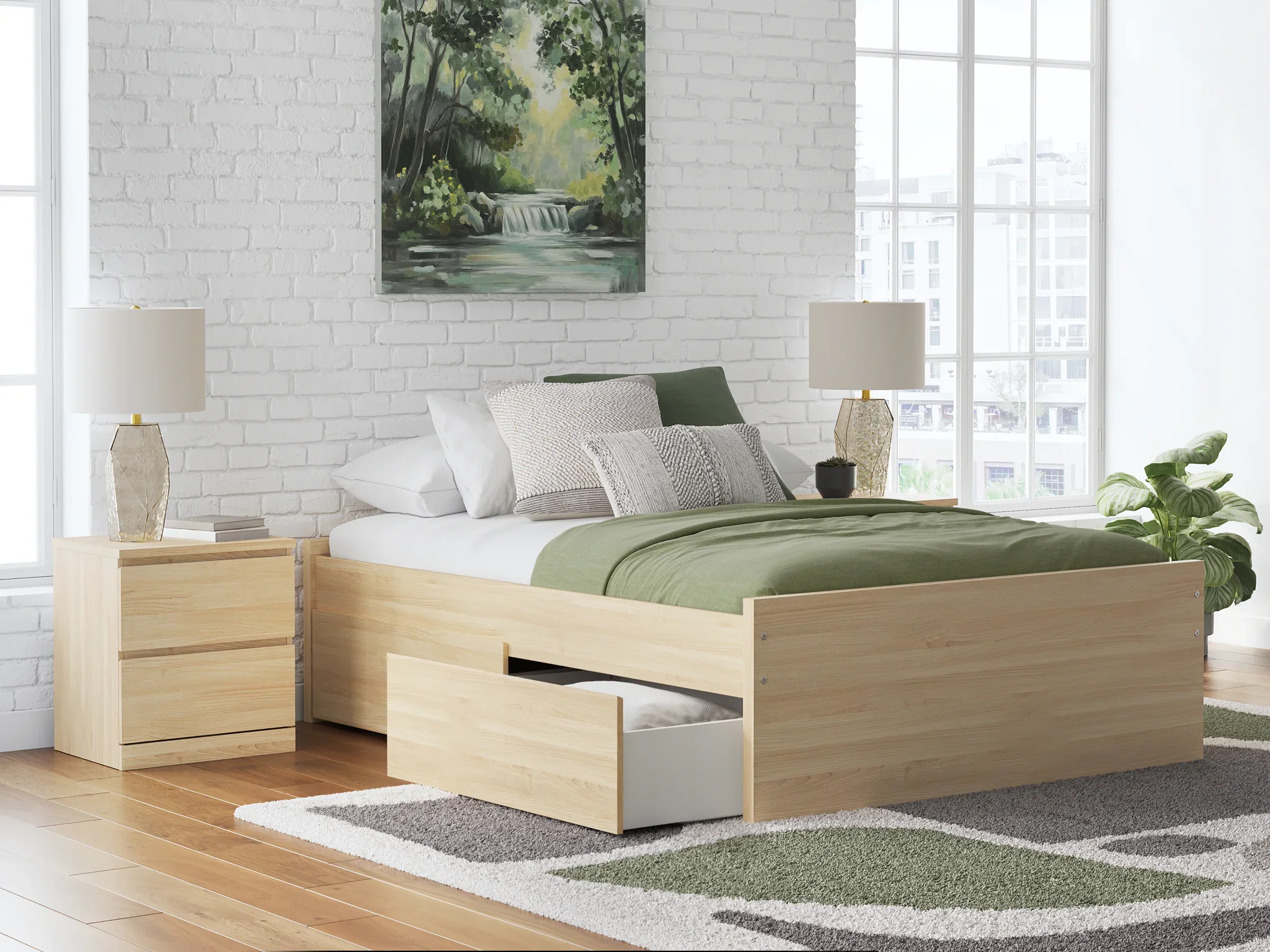 Onita - Natural - Full Platform Bed With 1 Side Storage - Image 2