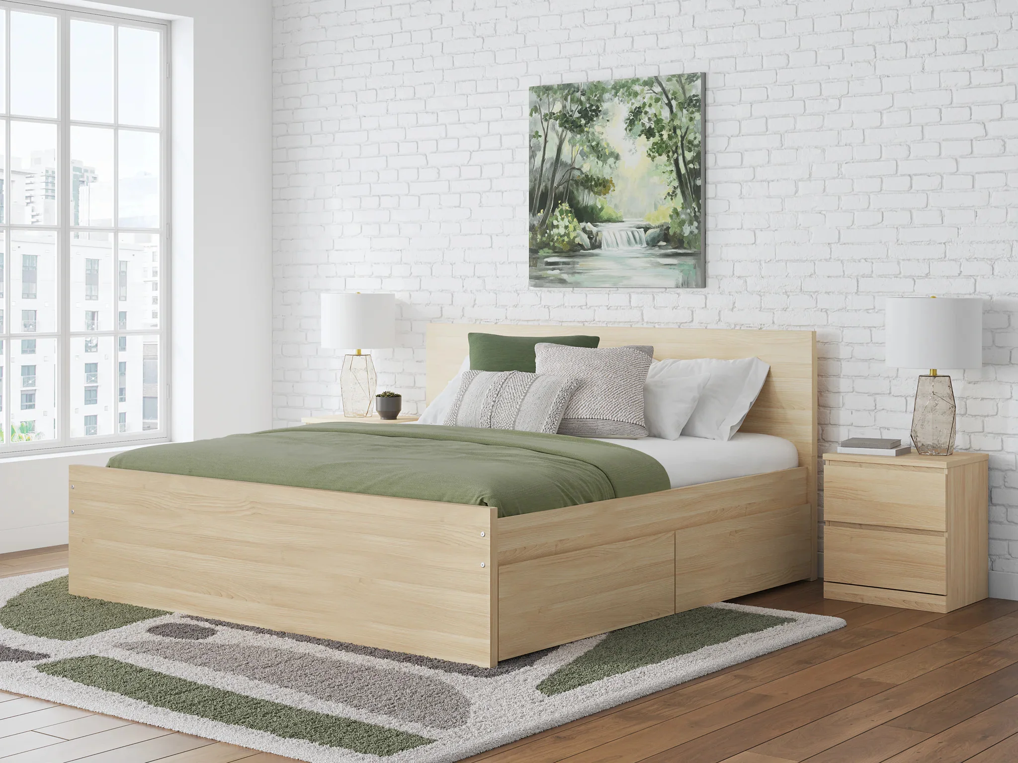 Onita - Natural - King Panel Platform Bed With 2 Side Storage - Image 2