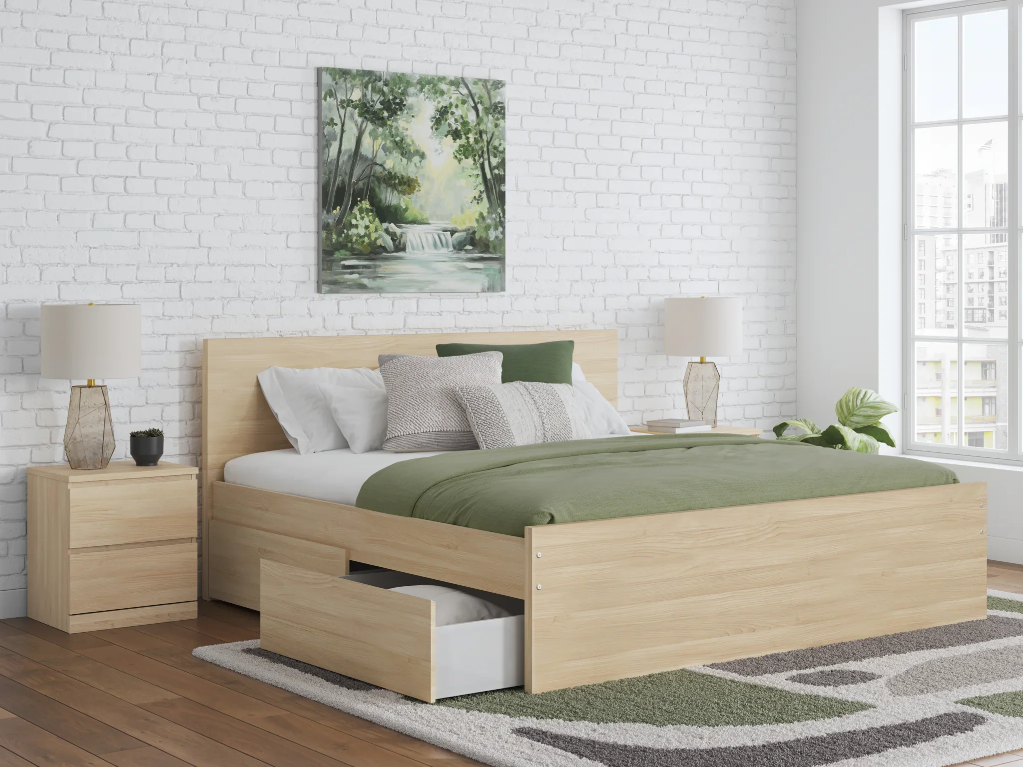 Onita - Natural - King Panel Platform Bed With Storage - Image 2