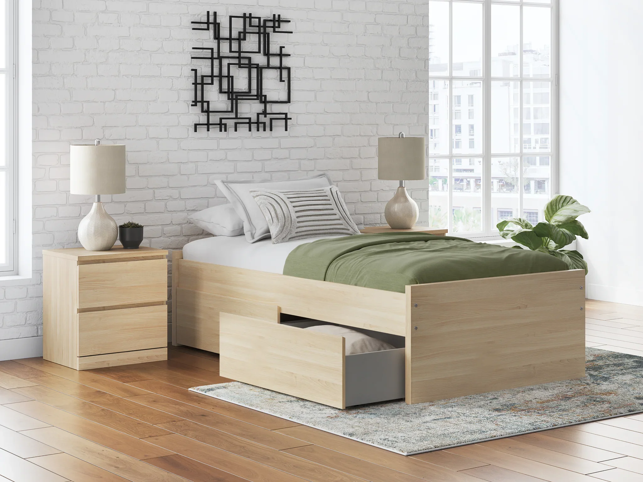 Onita - Natural - Twin Platform Bed With 1 Side Storage - Image 9